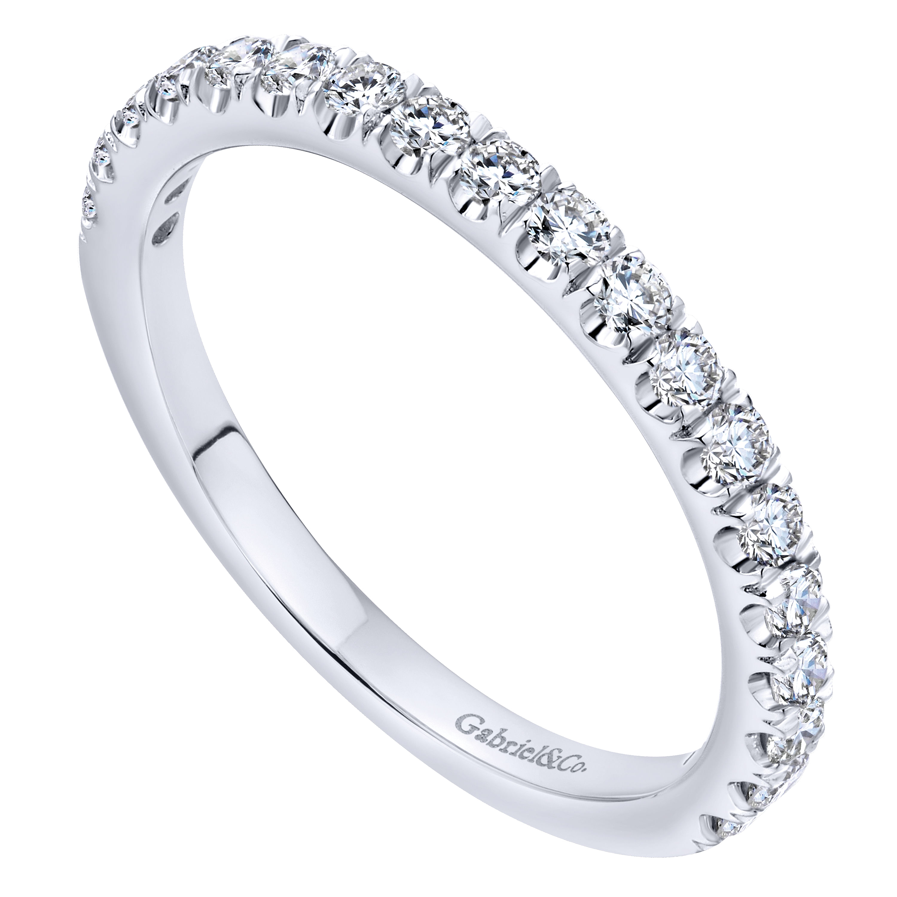 18k White Gold Diamond Straight Wedding Band angle 3 18k White Gold Diamond Straight Wedding Band angle 3