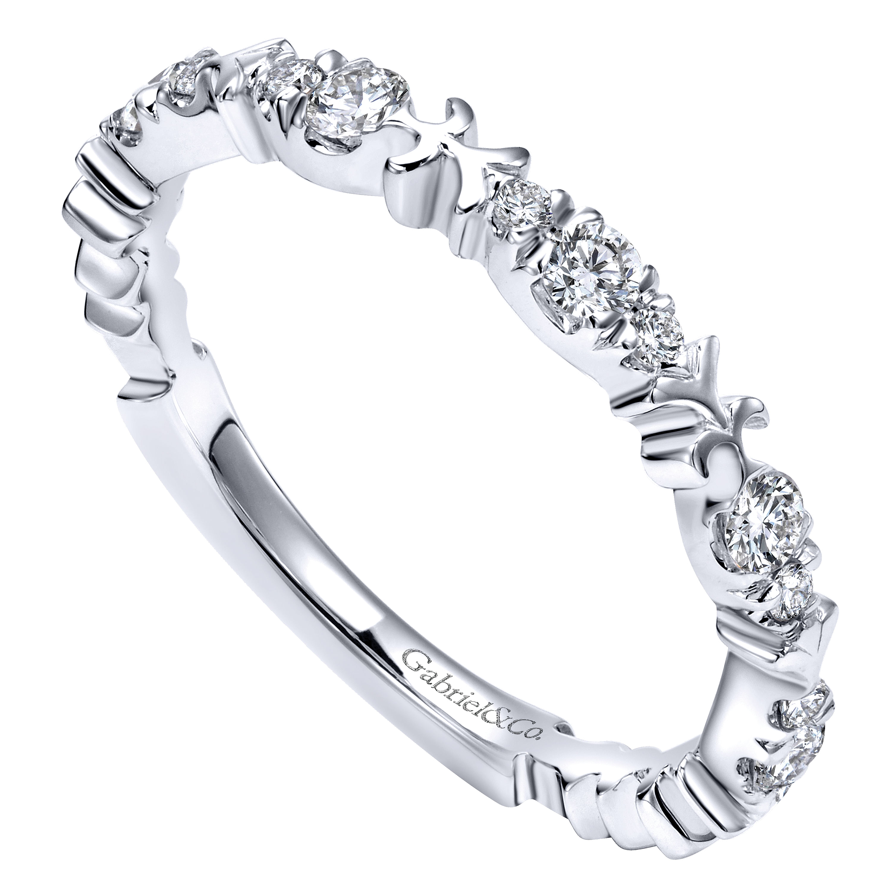 18k White Gold Diamond Straight Wedding Band angle 3 18k White Gold Diamond Straight Wedding Band angle 3