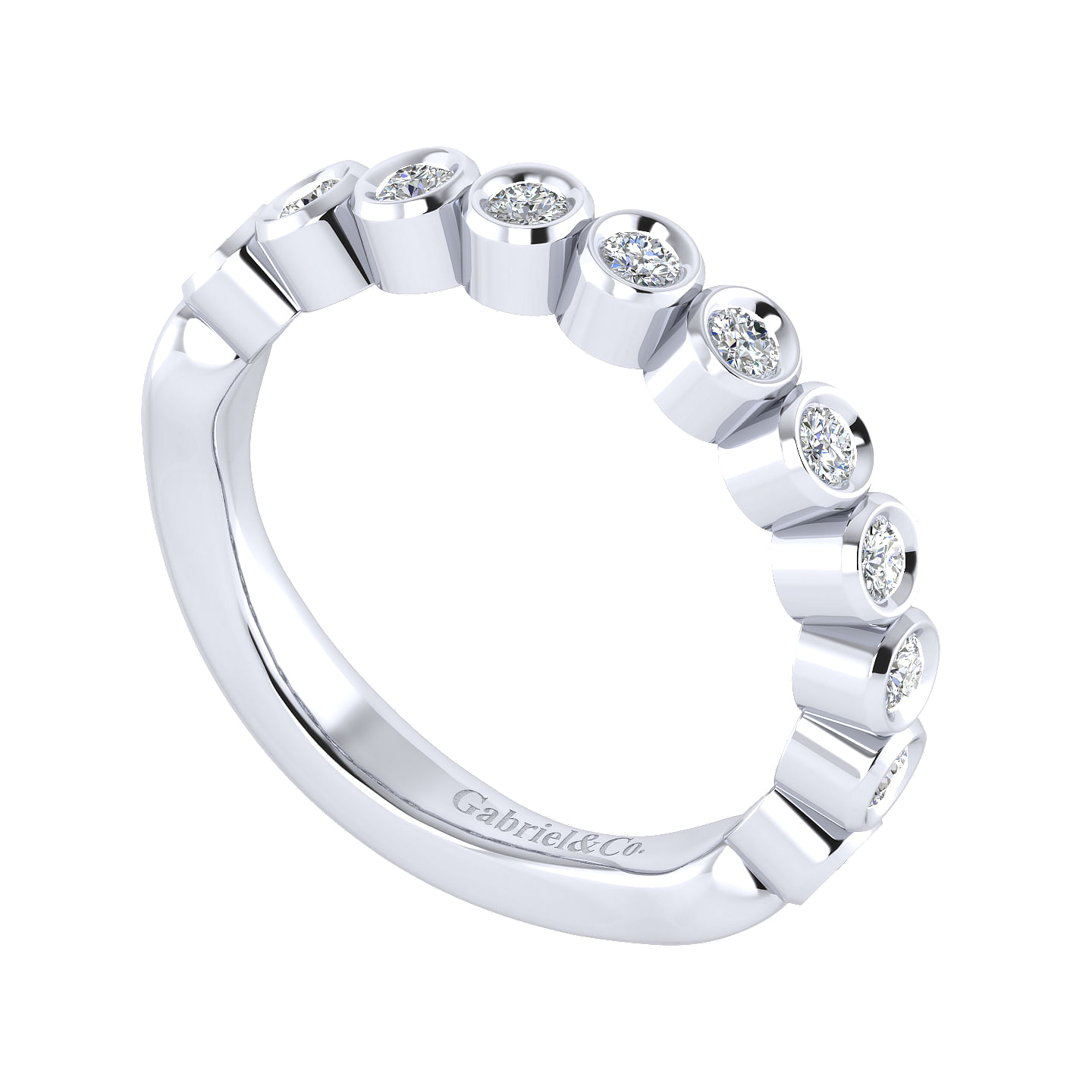 18k White Gold Diamond Straight Wedding Band angle 3 18k White Gold Diamond Straight Wedding Band angle 3