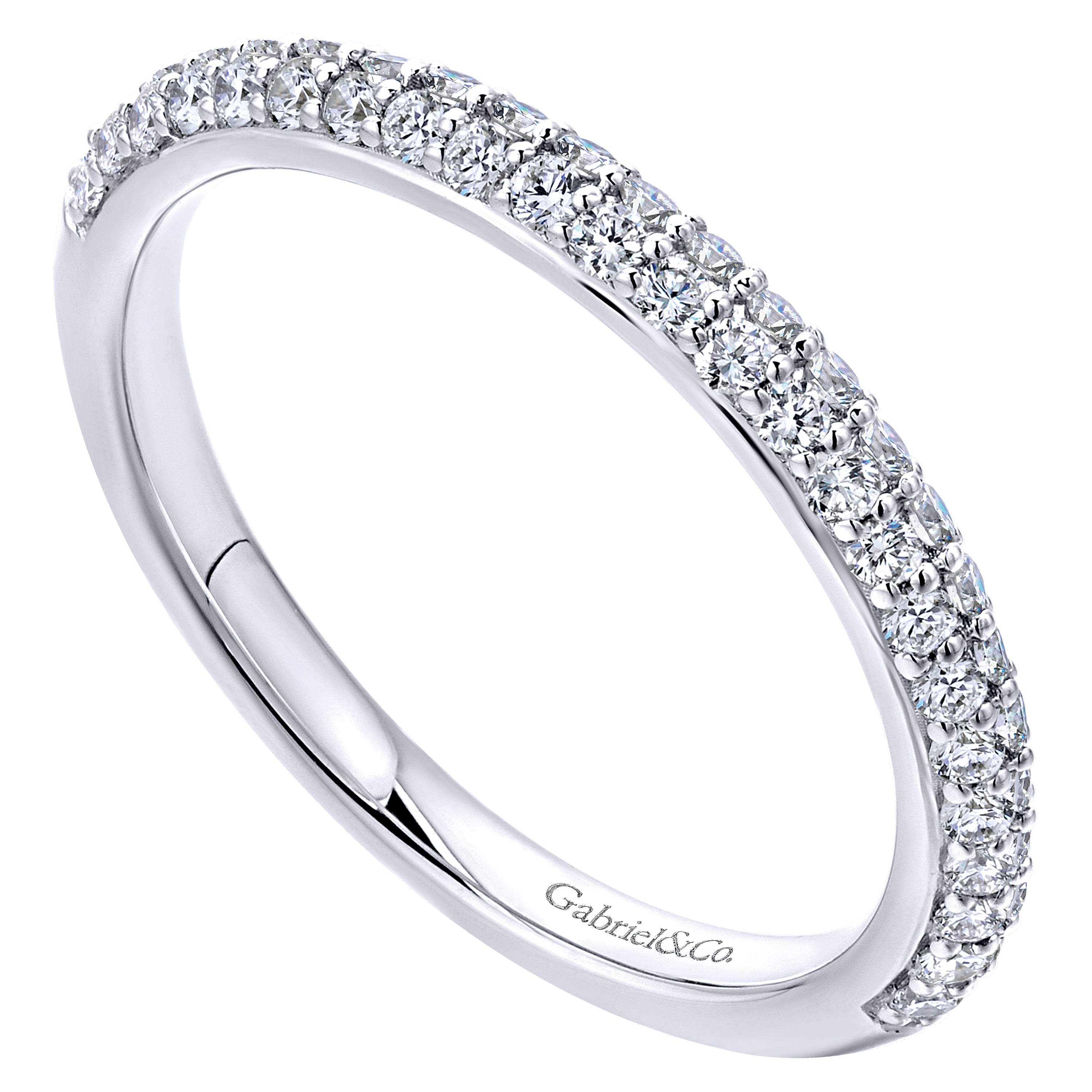 18k White Gold Diamond Straight Wedding Band angle 3 18k White Gold Diamond Straight Wedding Band angle 3