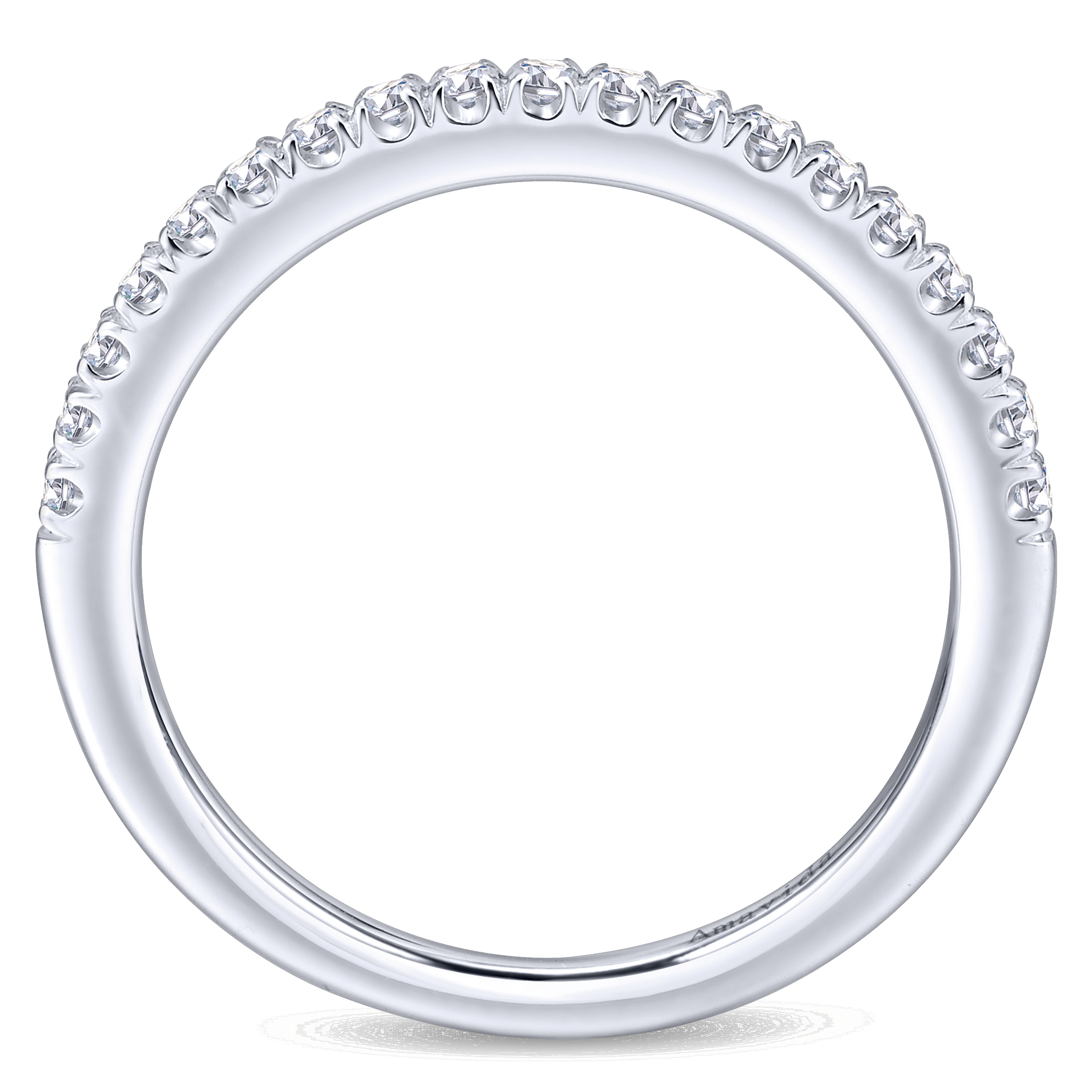 18k White Gold Diamond Straight Wedding Band angle 2 18k White Gold Diamond Straight Wedding Band angle 2
