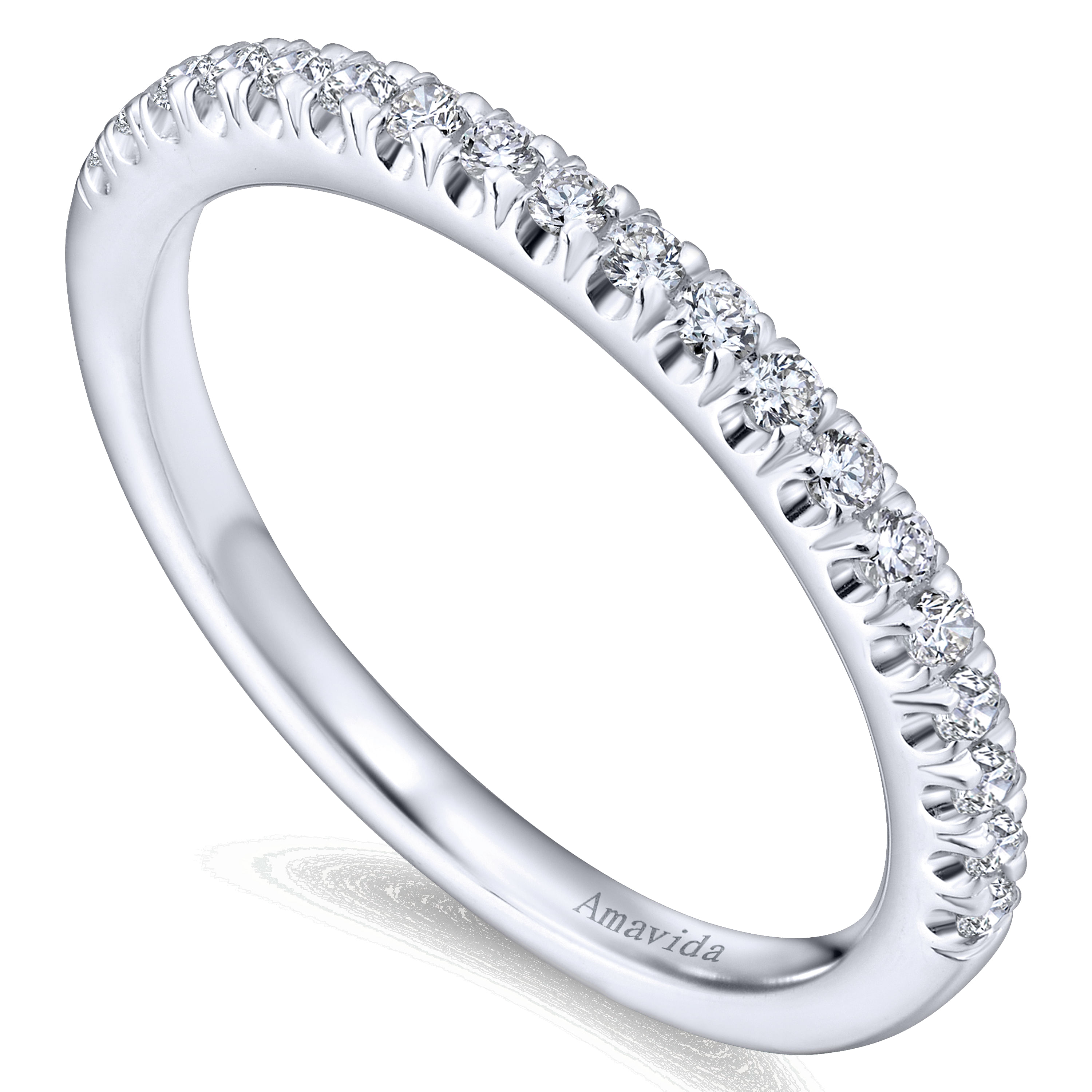 18k White Gold Diamond Straight Wedding Band angle 3 18k White Gold Diamond Straight Wedding Band angle 3