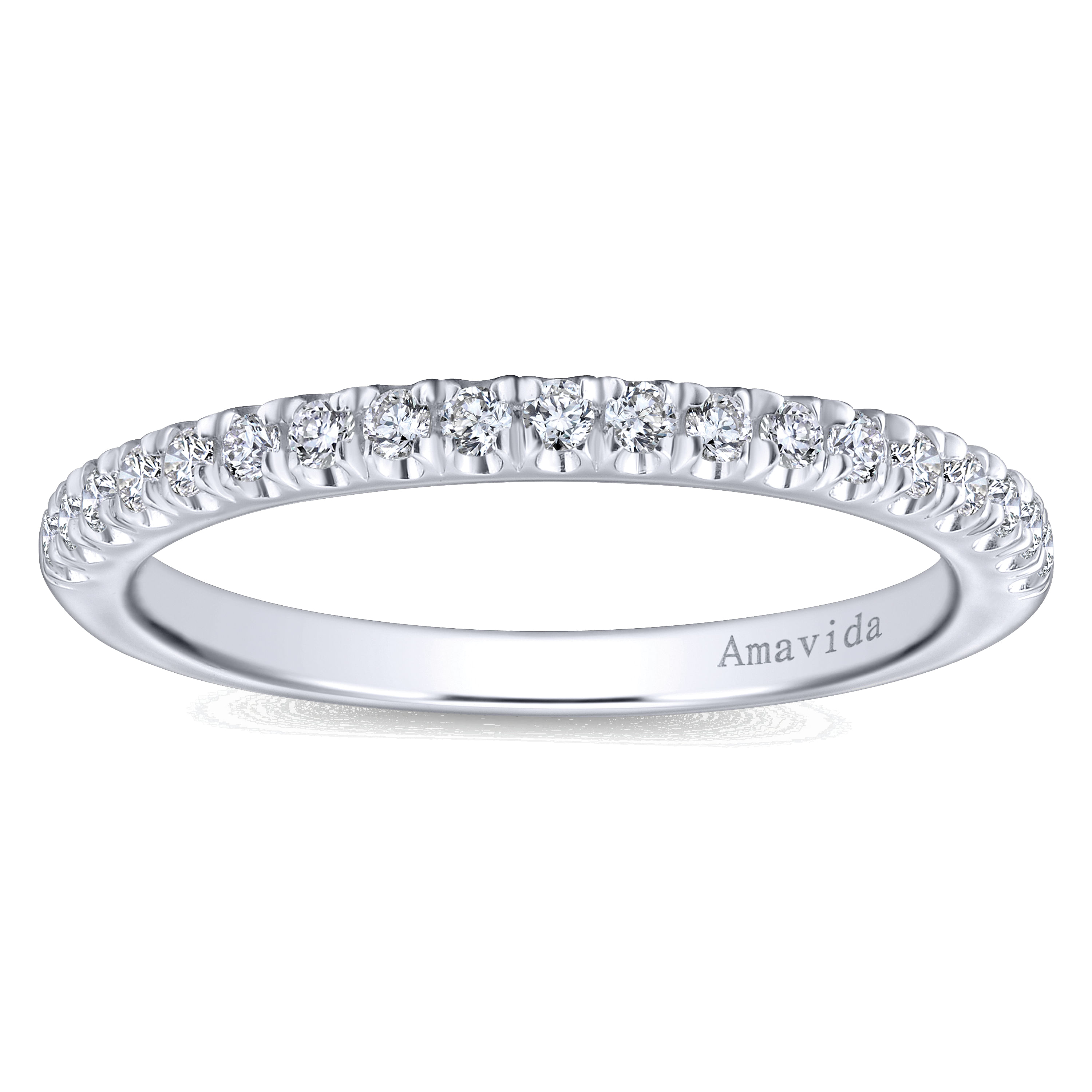 18k White Gold Diamond Straight Wedding Band angle 5 18k White Gold Diamond Straight Wedding Band angle 5
