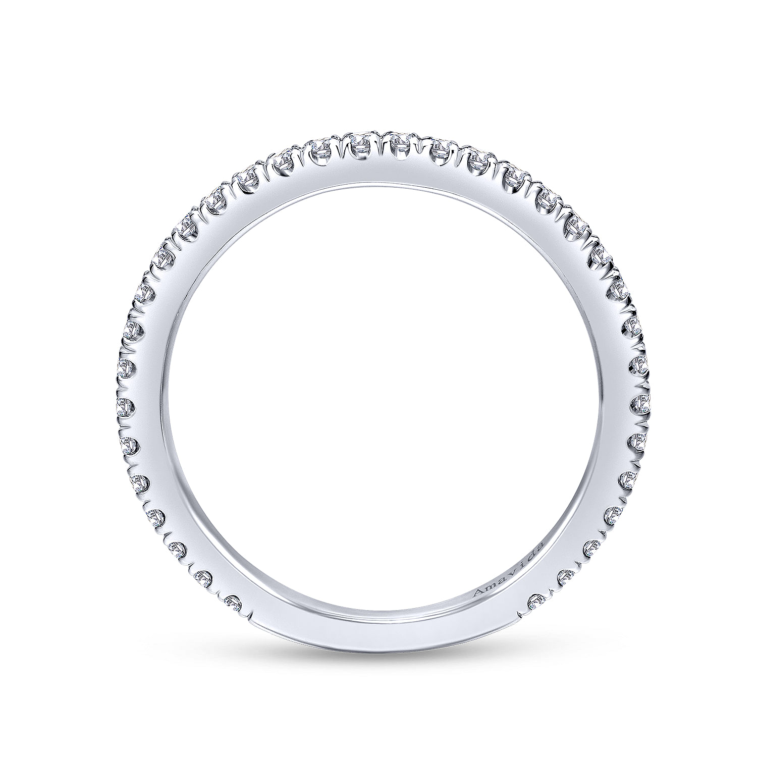 18k White Gold Diamond Straight Wedding Band angle 2 18k White Gold Diamond Straight Wedding Band angle 2