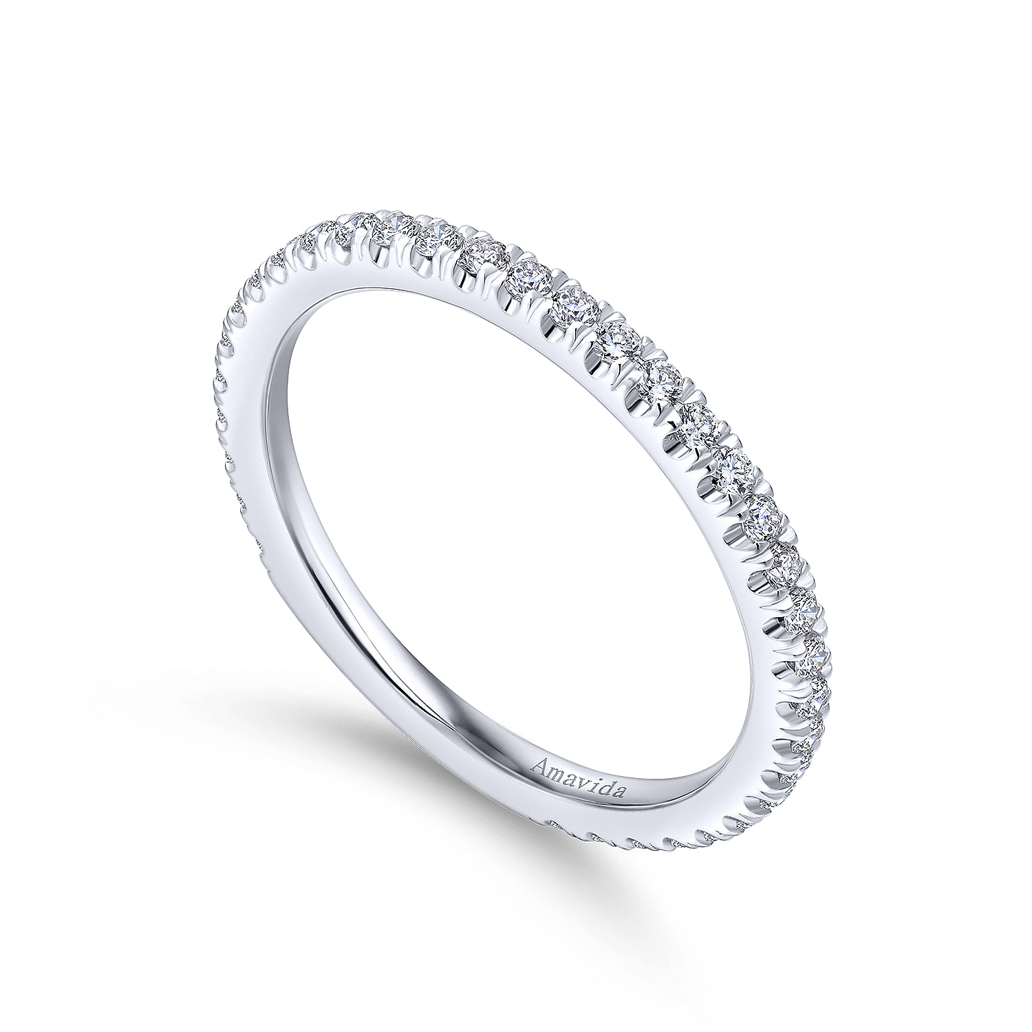 18k White Gold Diamond Straight Wedding Band angle 3 18k White Gold Diamond Straight Wedding Band angle 3