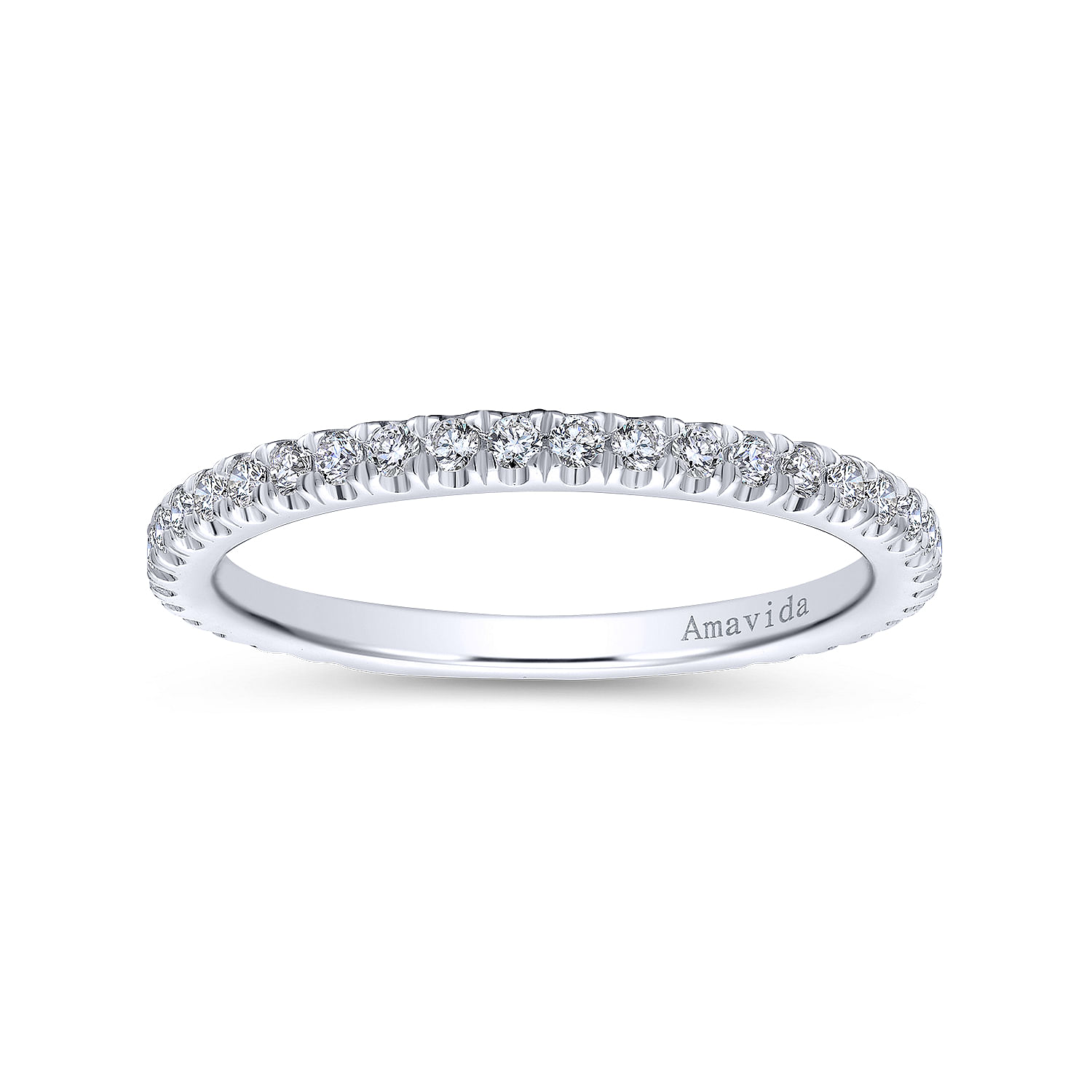 18k White Gold Diamond Straight Wedding Band angle 5 18k White Gold Diamond Straight Wedding Band angle 5
