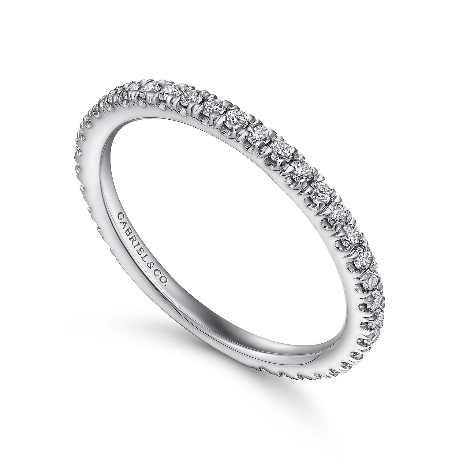 18k White Gold Diamond Straight Wedding Band angle 3 18k White Gold Diamond Straight Wedding Band angle 3