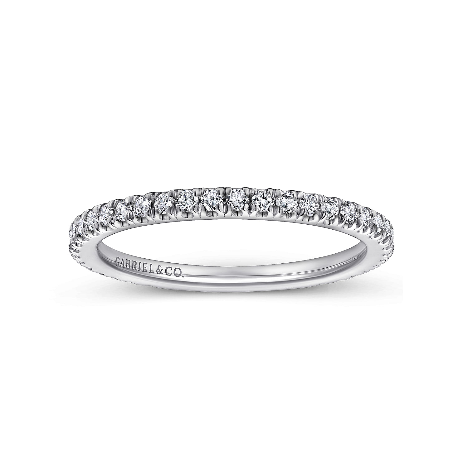 18k White Gold Diamond Straight Wedding Band angle 5 18k White Gold Diamond Straight Wedding Band angle 5