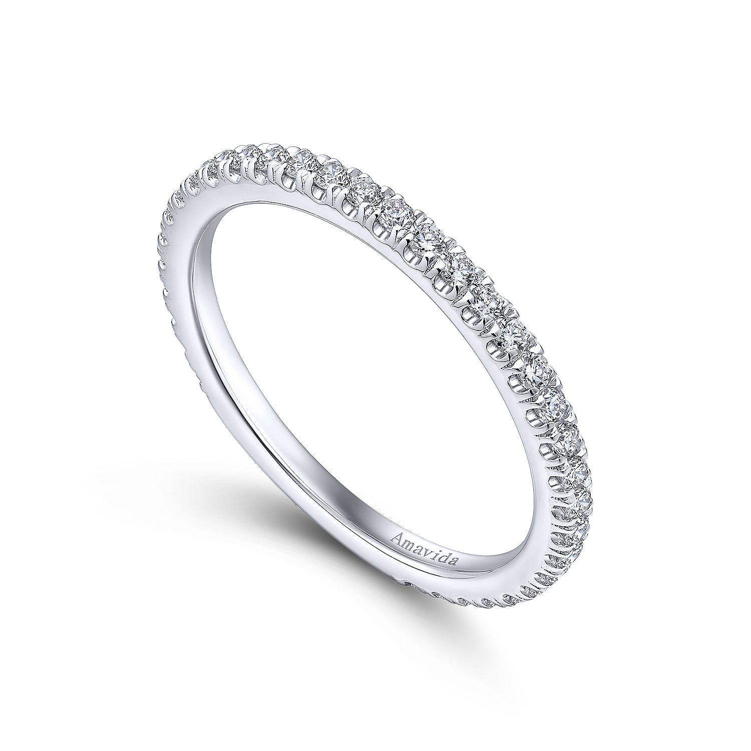 18k White Gold Diamond Straight Wedding Band angle 3 18k White Gold Diamond Straight Wedding Band angle 3