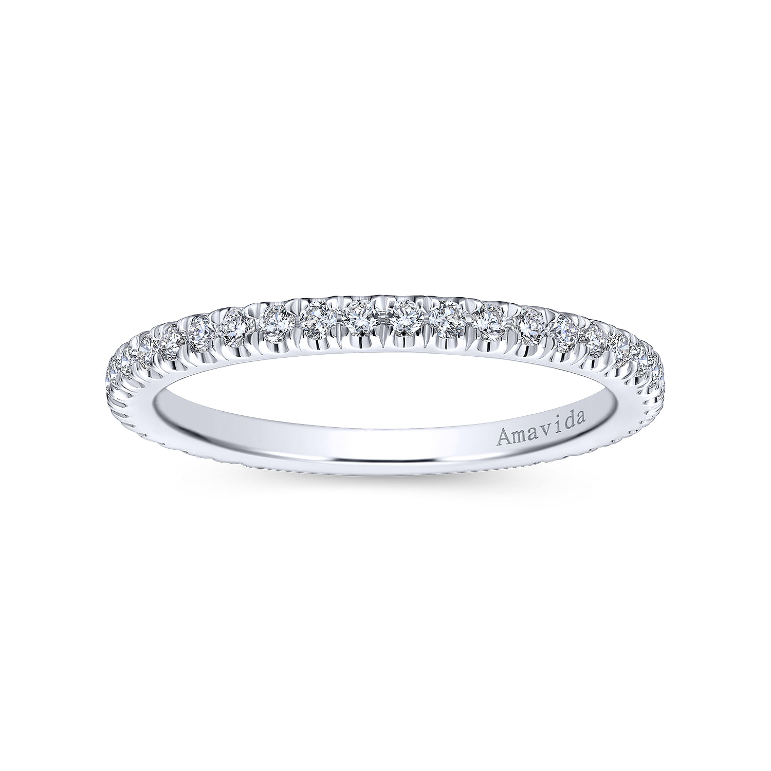 18k White Gold Diamond Straight Wedding Band angle 5 18k White Gold Diamond Straight Wedding Band angle 5