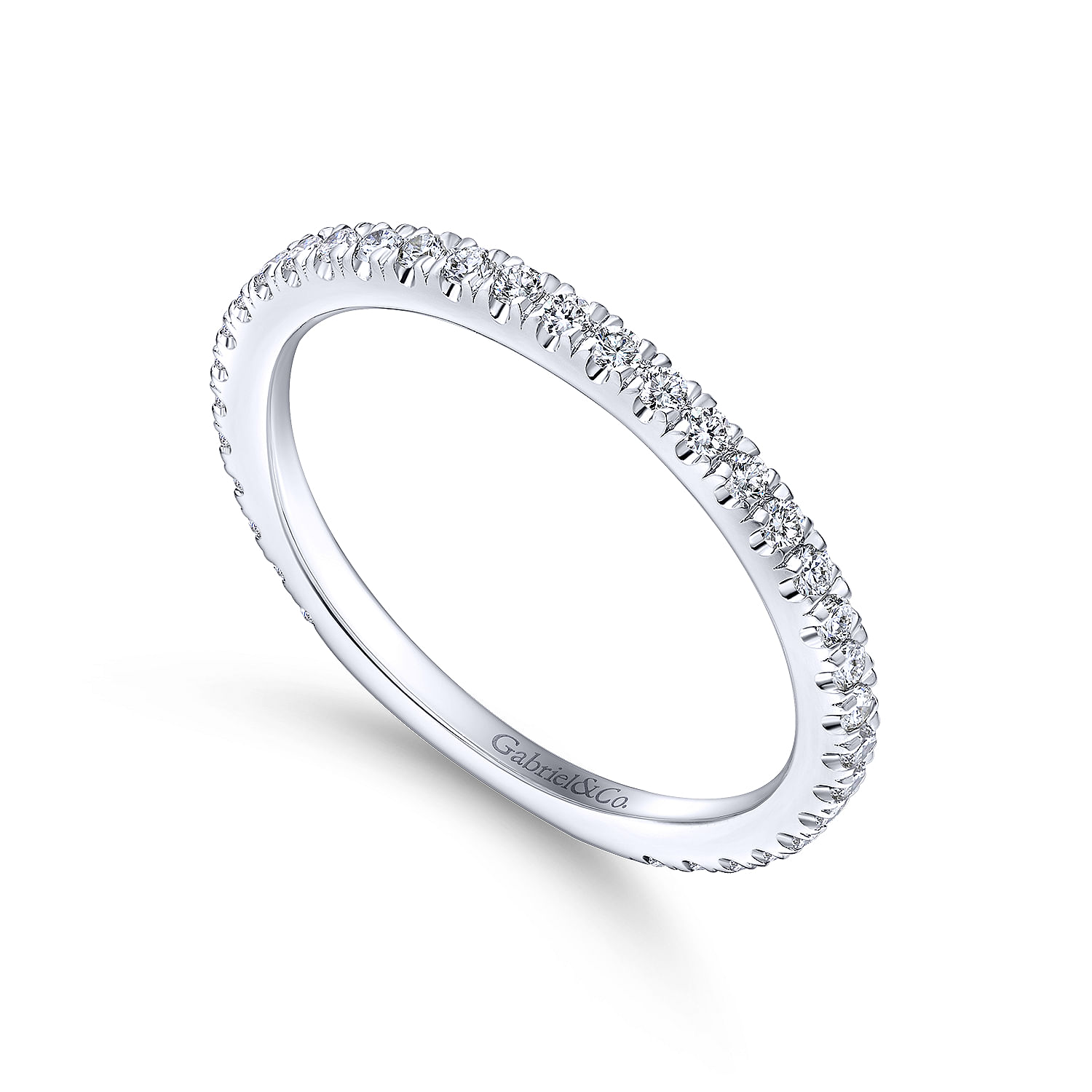 18k White Gold Diamond Straight Wedding Band angle 3 18k White Gold Diamond Straight Wedding Band angle 3