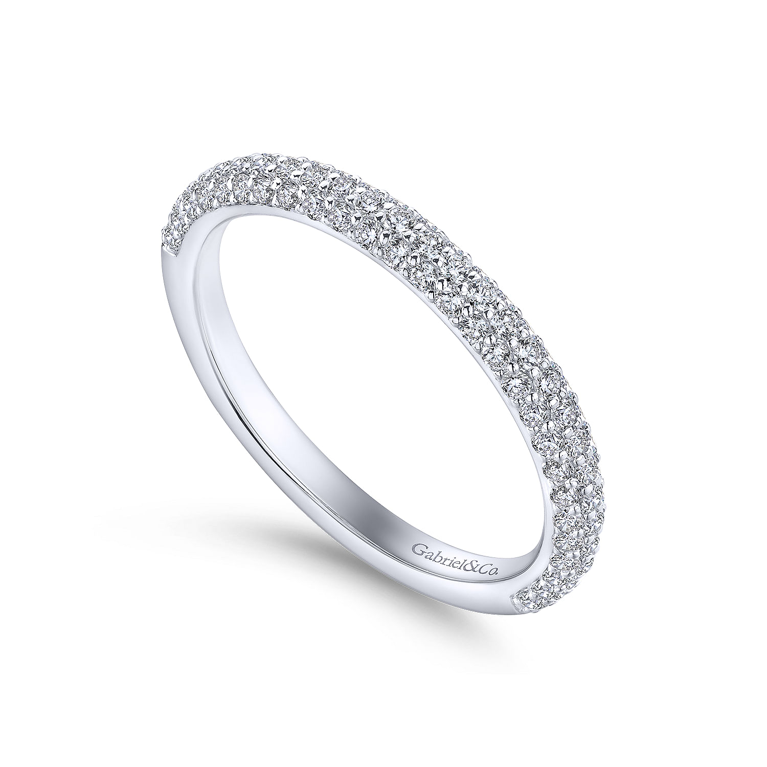 18k White Gold Diamond Straight Wedding Band angle 3 18k White Gold Diamond Straight Wedding Band angle 3
