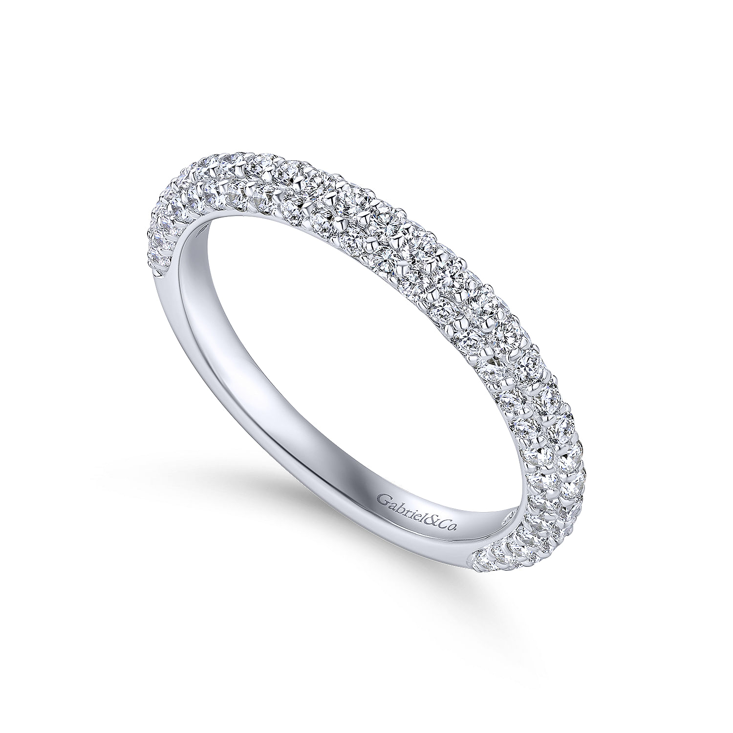 18k White Gold Diamond Straight Wedding Band angle 3 18k White Gold Diamond Straight Wedding Band angle 3