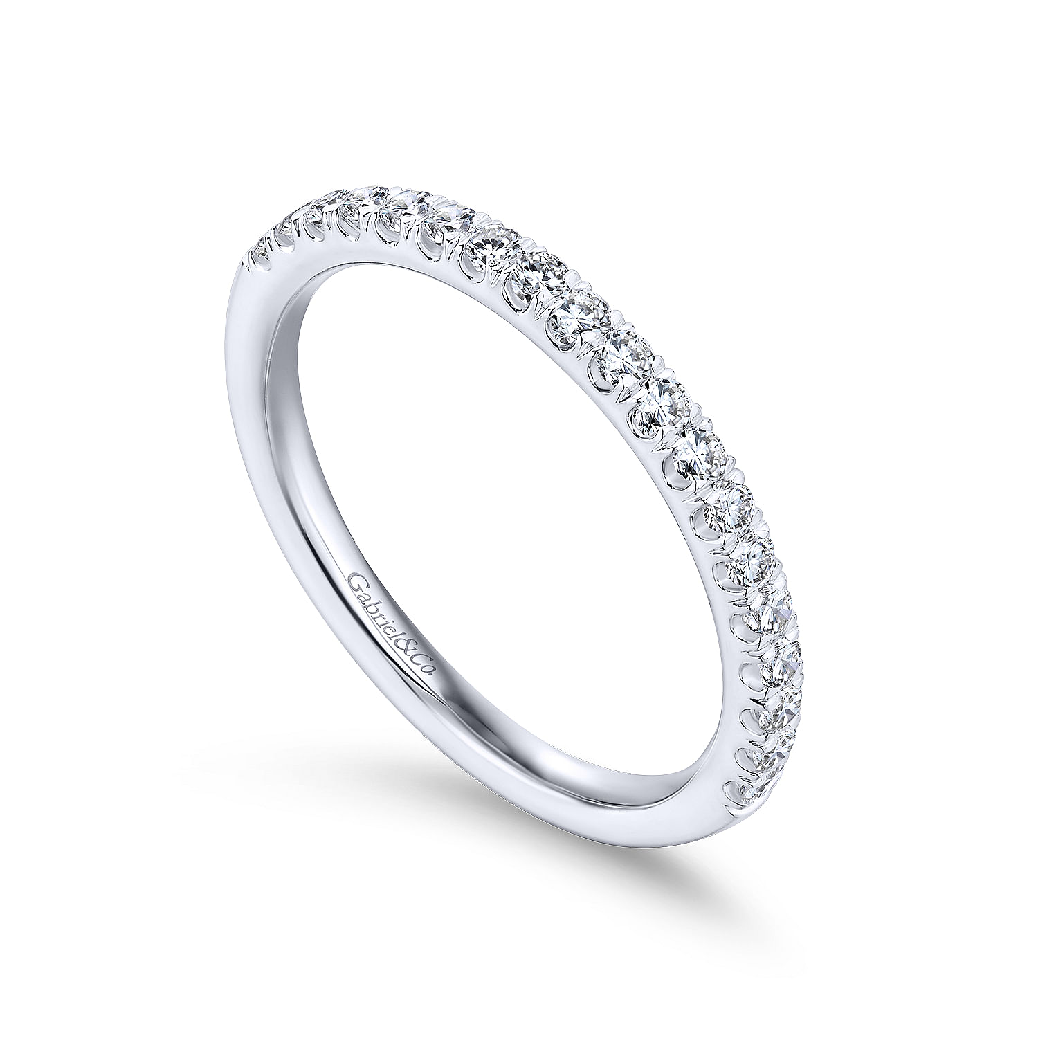 18k White Gold Diamond Straight Wedding Band angle 3 18k White Gold Diamond Straight Wedding Band angle 3