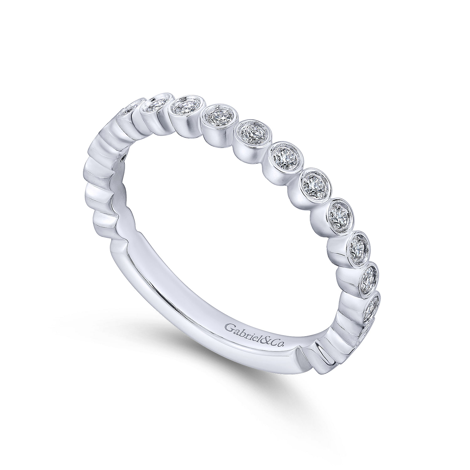 18k White Gold Diamond Straight Wedding Band angle 3 18k White Gold Diamond Straight Wedding Band angle 3