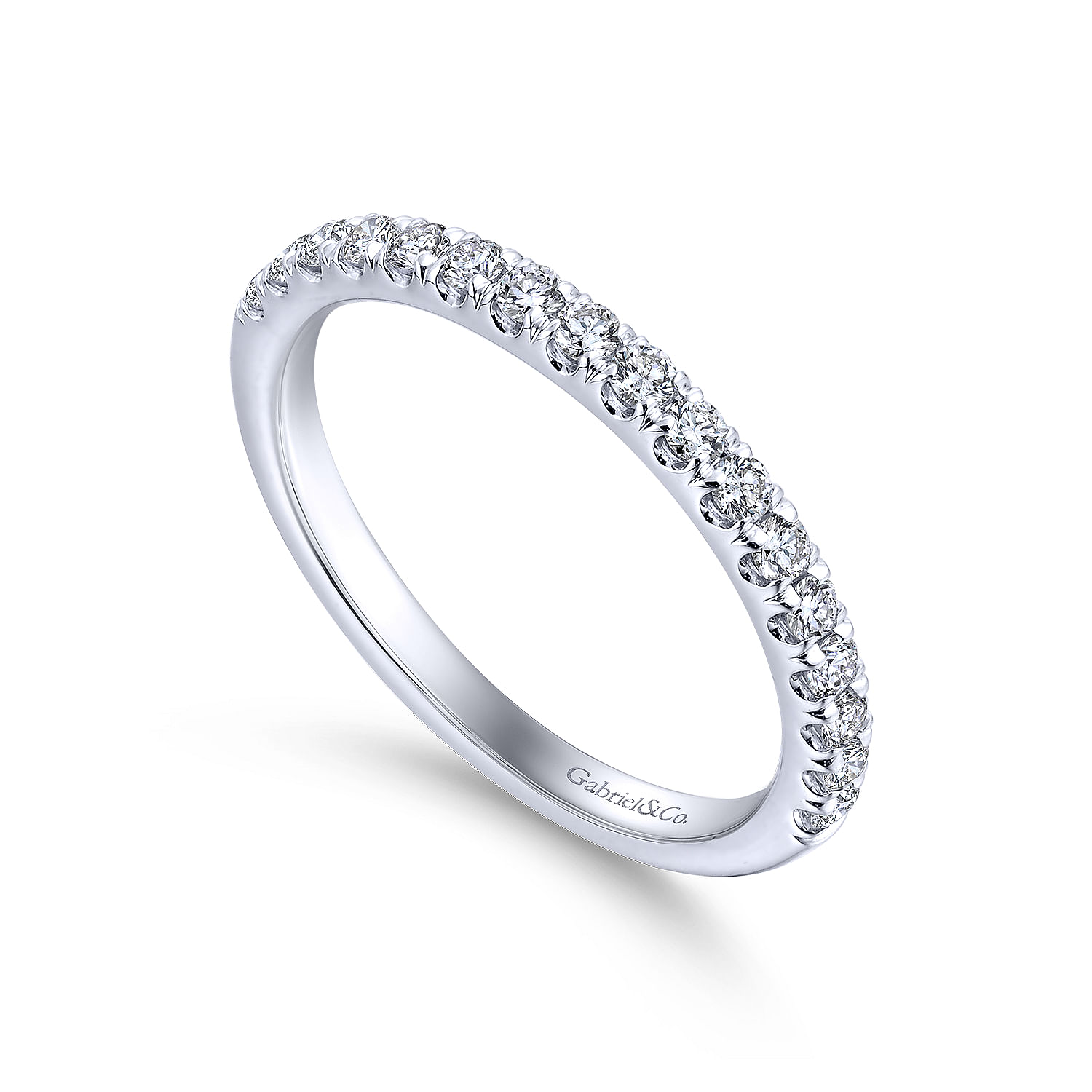 18k White Gold Diamond Straight Wedding Band angle 3 18k White Gold Diamond Straight Wedding Band angle 3