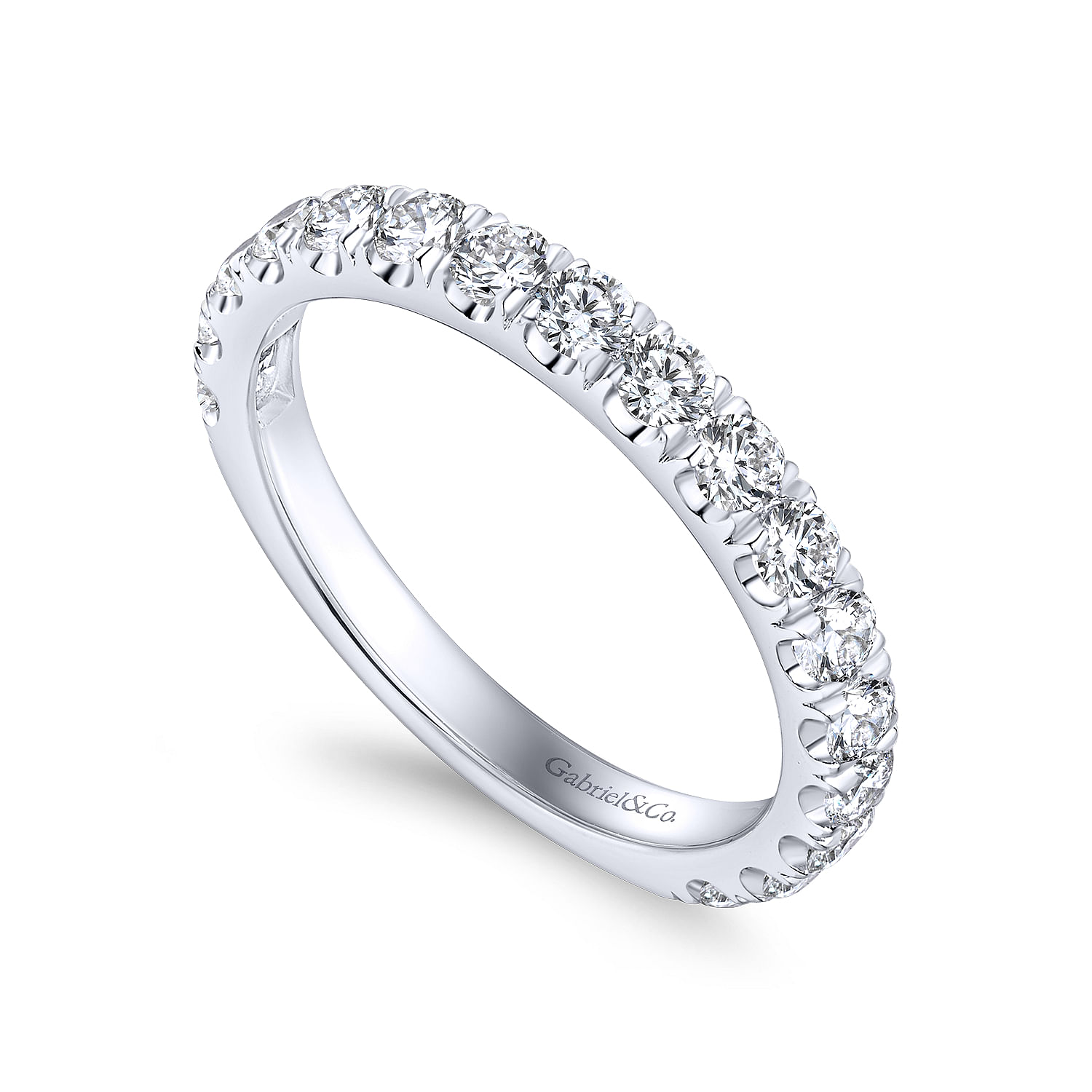 18k White Gold Diamond Straight Wedding Band angle 3 18k White Gold Diamond Straight Wedding Band angle 3