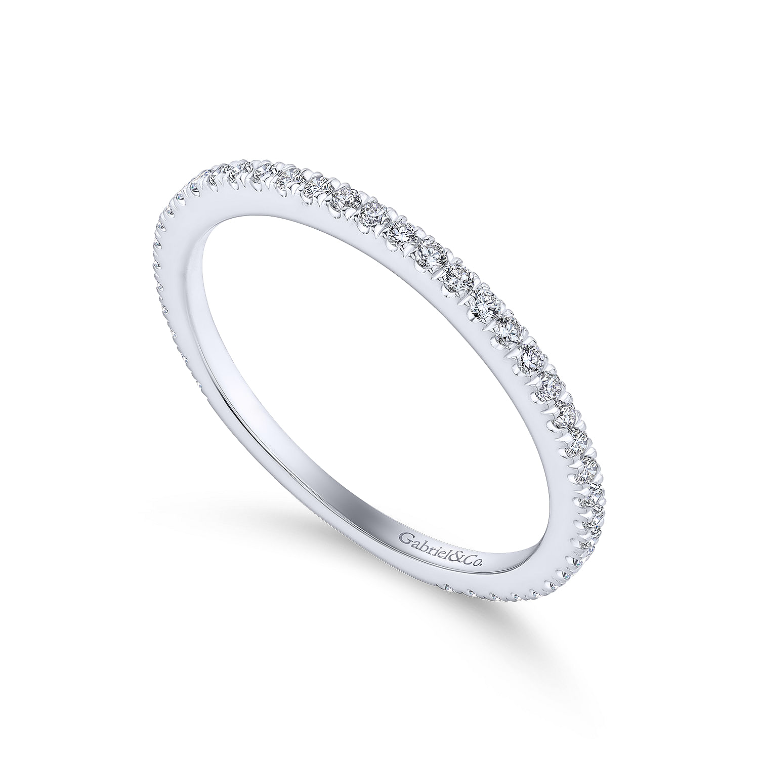 18k White Gold Diamond Straight Wedding Band angle 3 18k White Gold Diamond Straight Wedding Band angle 3