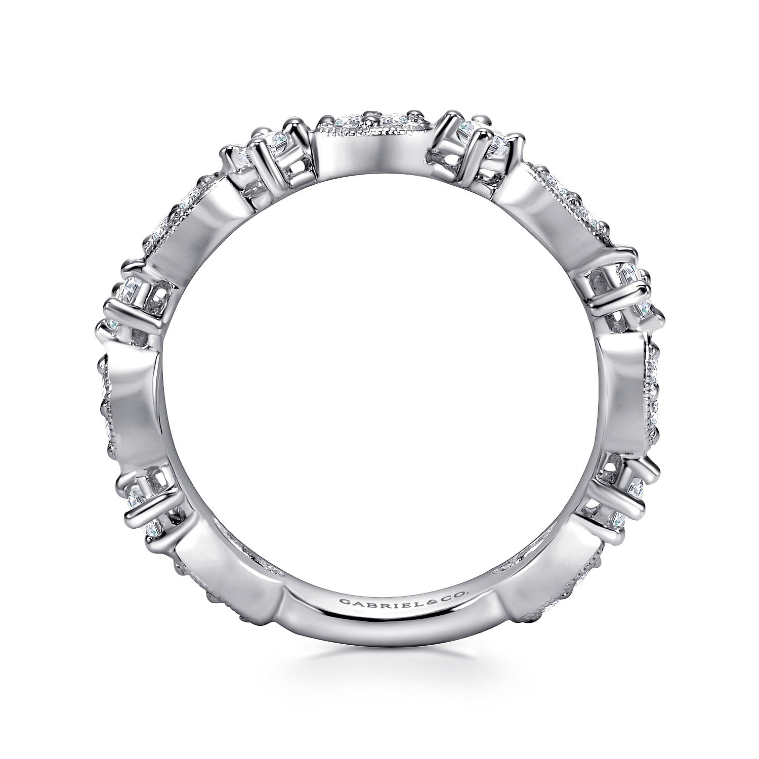 18k White Gold Diamond Straight Wedding Band angle 2 18k White Gold Diamond Straight Wedding Band angle 2