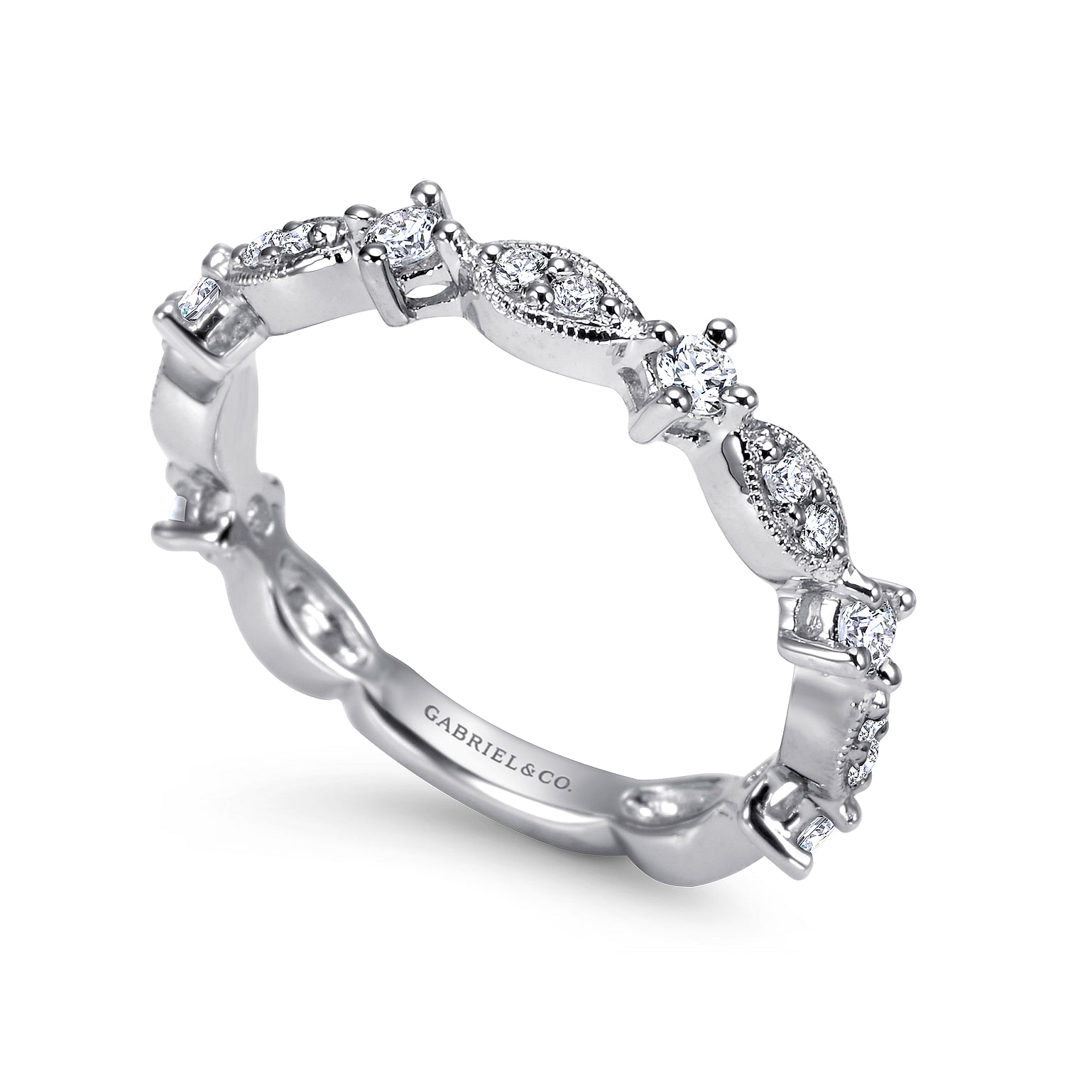 18k White Gold Diamond Straight Wedding Band angle 3 18k White Gold Diamond Straight Wedding Band angle 3
