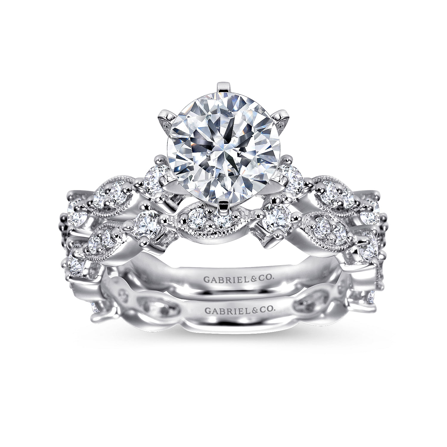 18k White Gold Diamond Straight Wedding Band angle 4 18k White Gold Diamond Straight Wedding Band angle 4