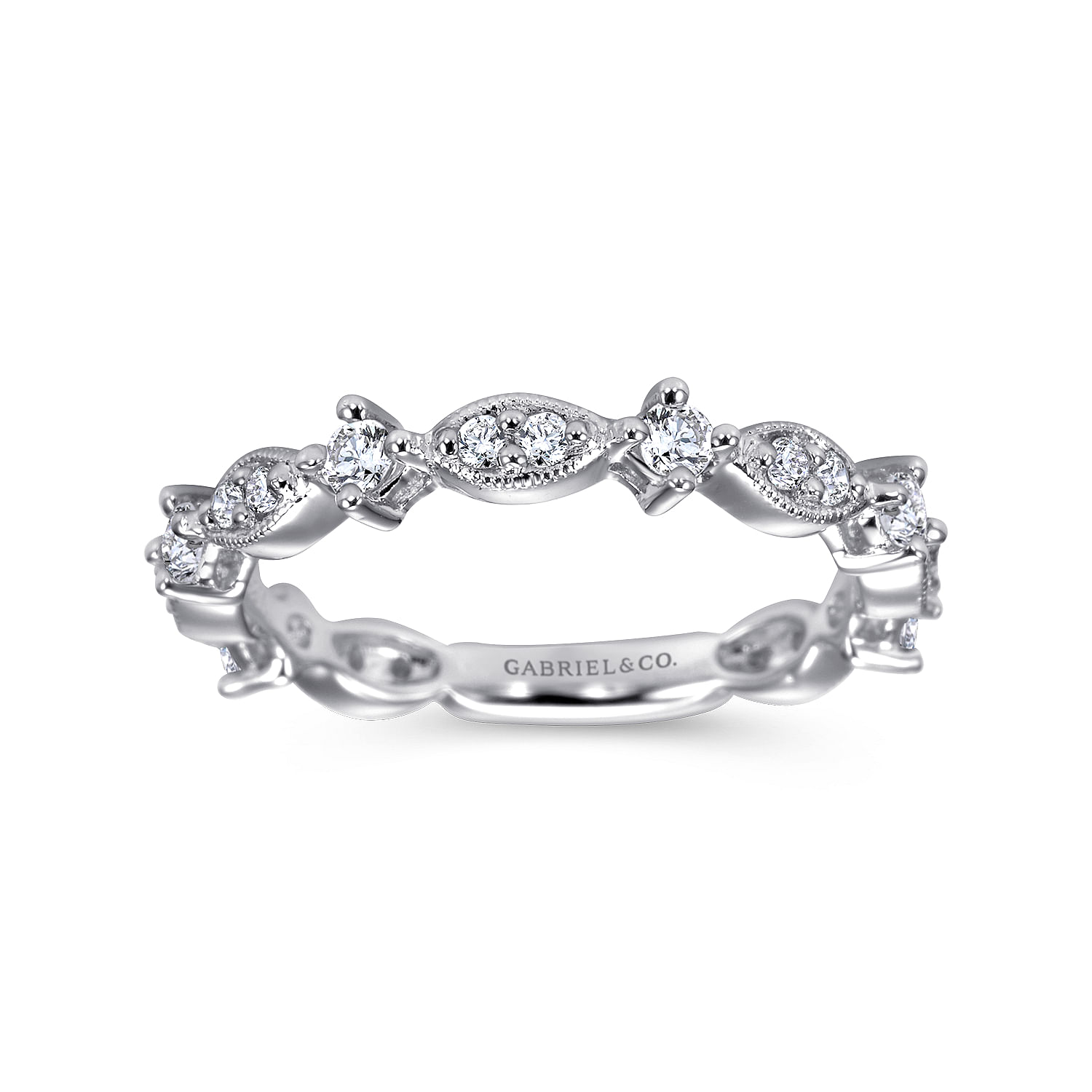 18k White Gold Diamond Straight Wedding Band angle 5 18k White Gold Diamond Straight Wedding Band angle 5