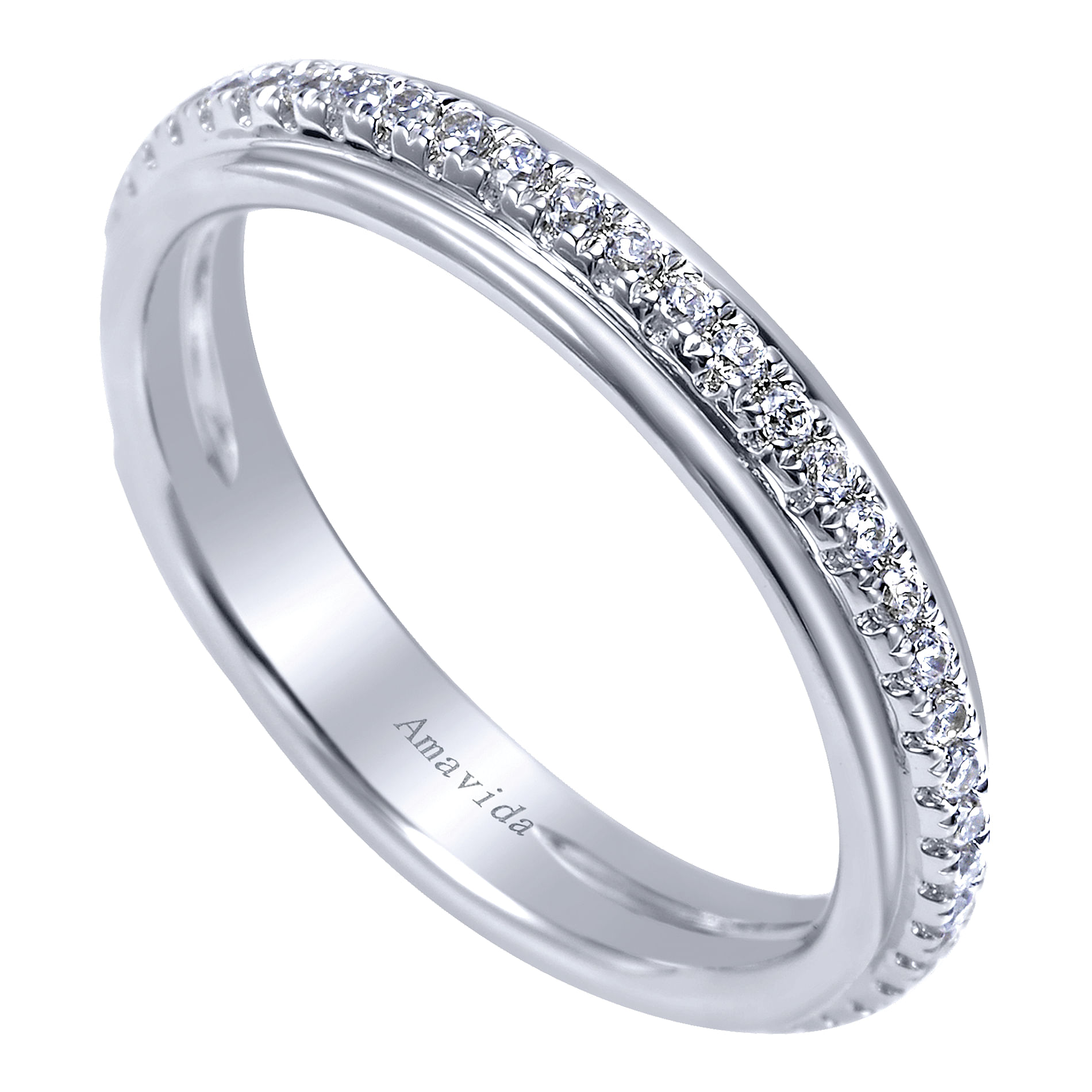 18k White Gold Diamond Straight Wedding Band angle 3 18k White Gold Diamond Straight Wedding Band angle 3