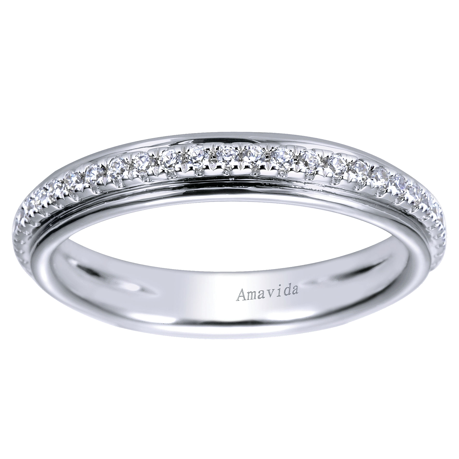 18k White Gold Diamond Straight Wedding Band angle 5 18k White Gold Diamond Straight Wedding Band angle 5