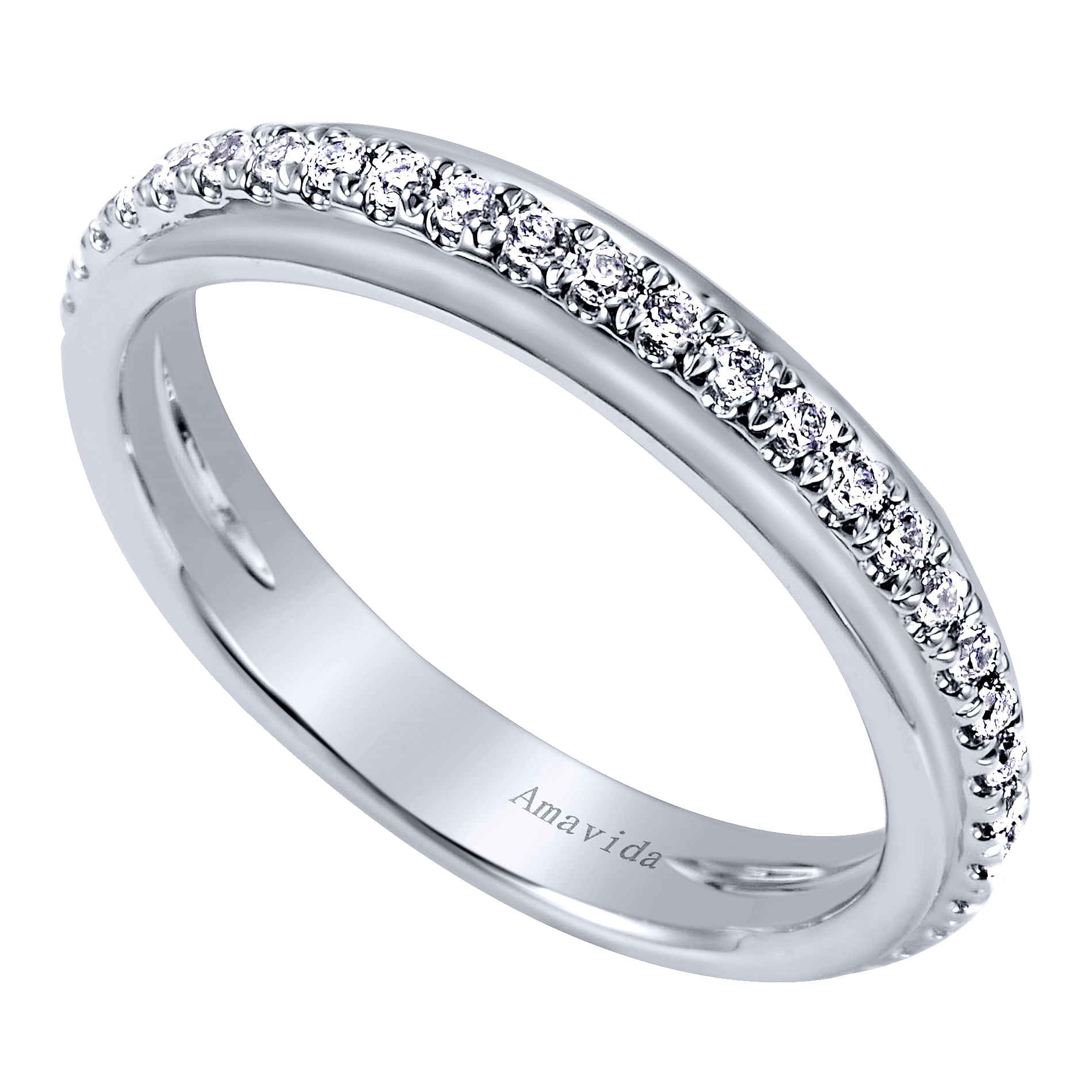 18k White Gold Diamond Straight Wedding Band angle 3 18k White Gold Diamond Straight Wedding Band angle 3