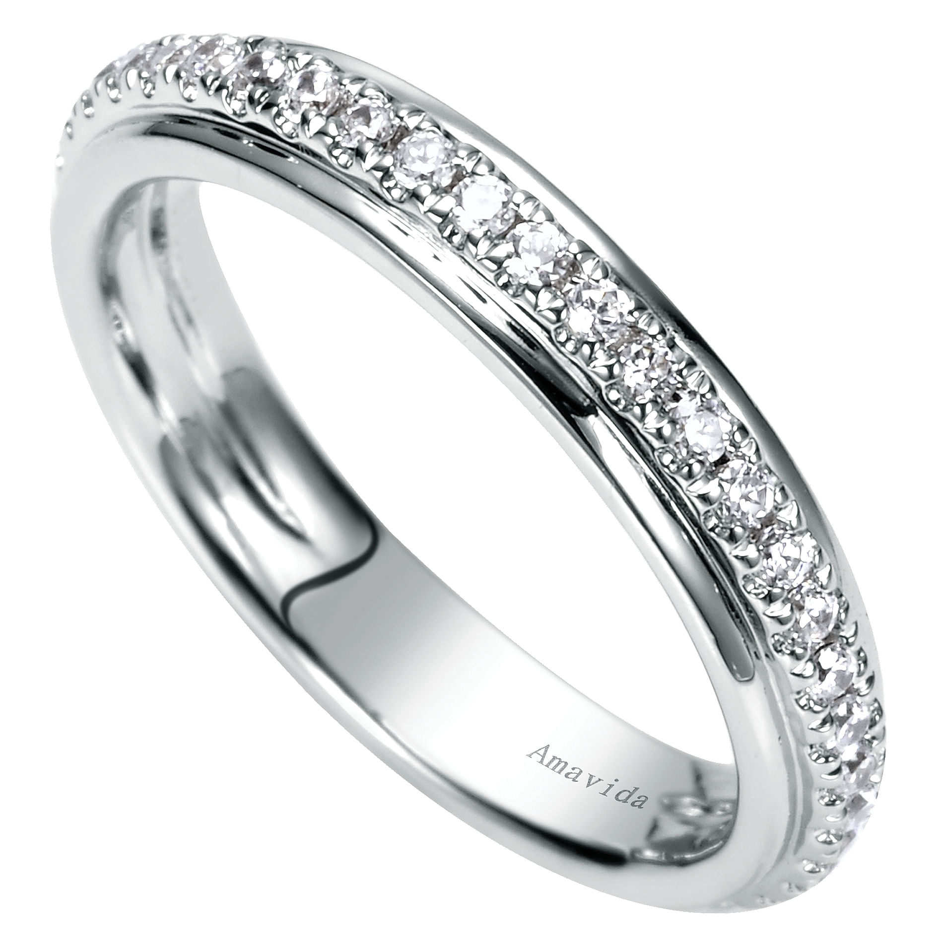 18k White Gold Diamond Straight Wedding Band angle 3 18k White Gold Diamond Straight Wedding Band angle 3