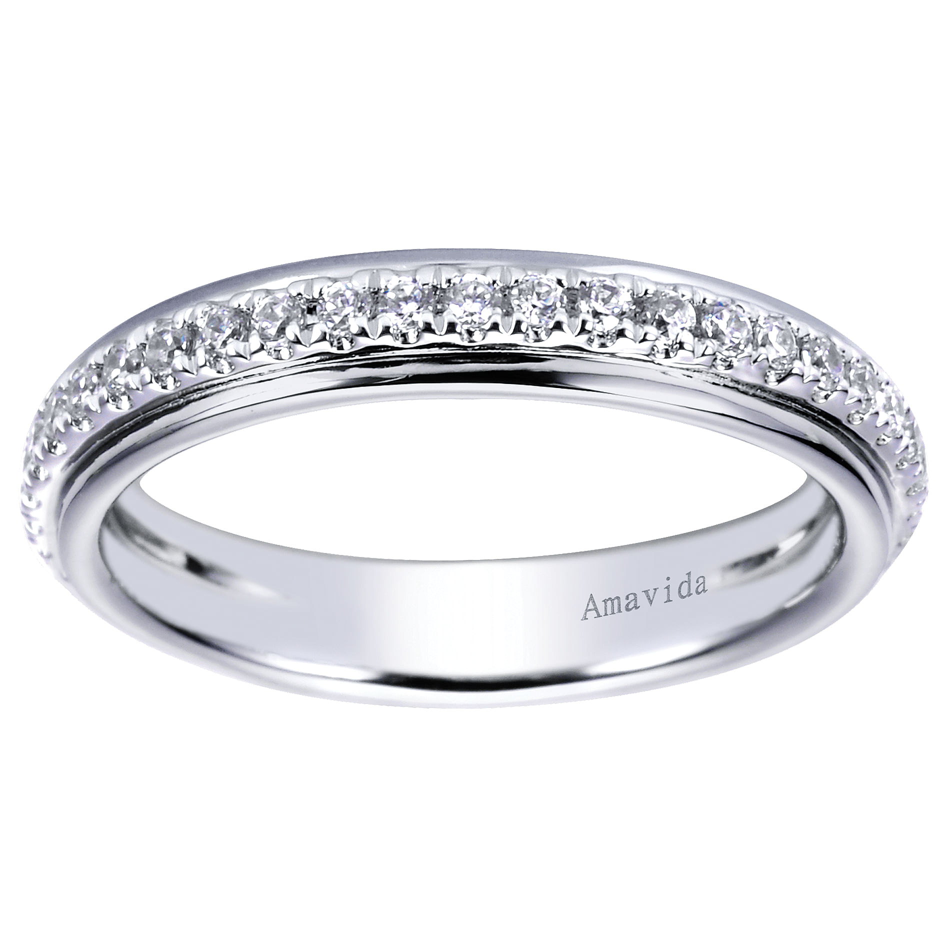 18k White Gold Diamond Straight Wedding Band angle 5 18k White Gold Diamond Straight Wedding Band angle 5