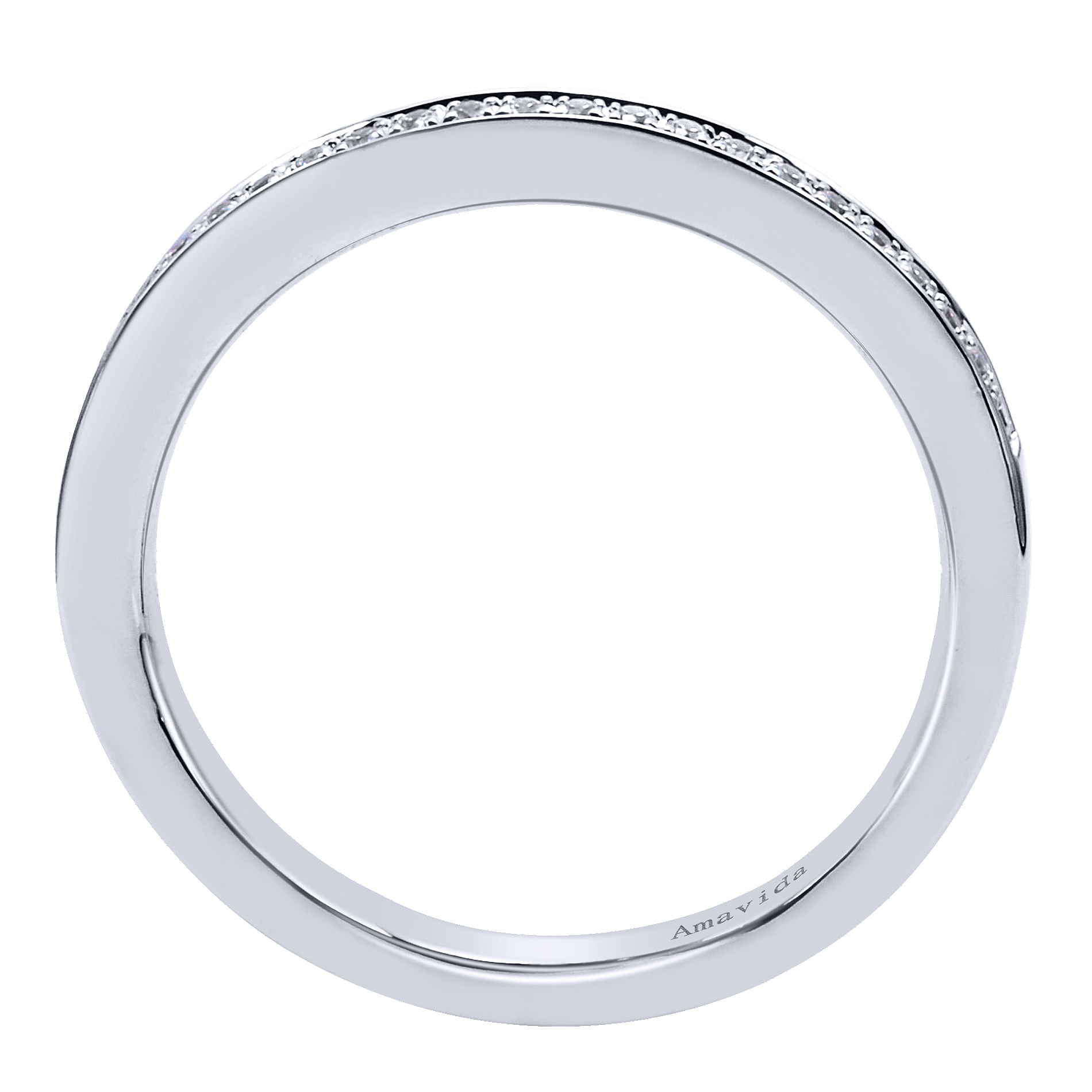 18k White Gold Diamond Straight Wedding Band angle 2 18k White Gold Diamond Straight Wedding Band angle 2