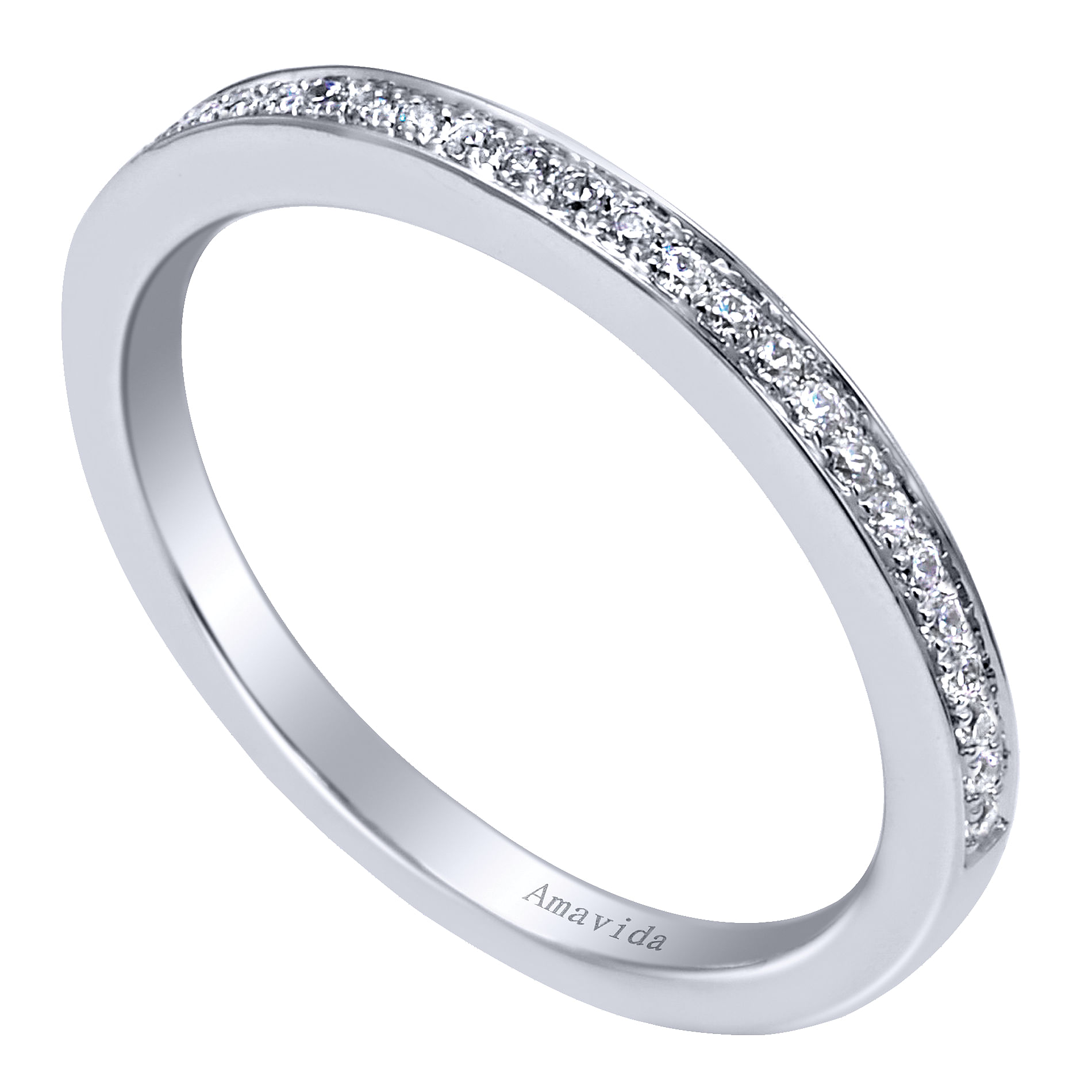18k White Gold Diamond Straight Wedding Band angle 3 18k White Gold Diamond Straight Wedding Band angle 3