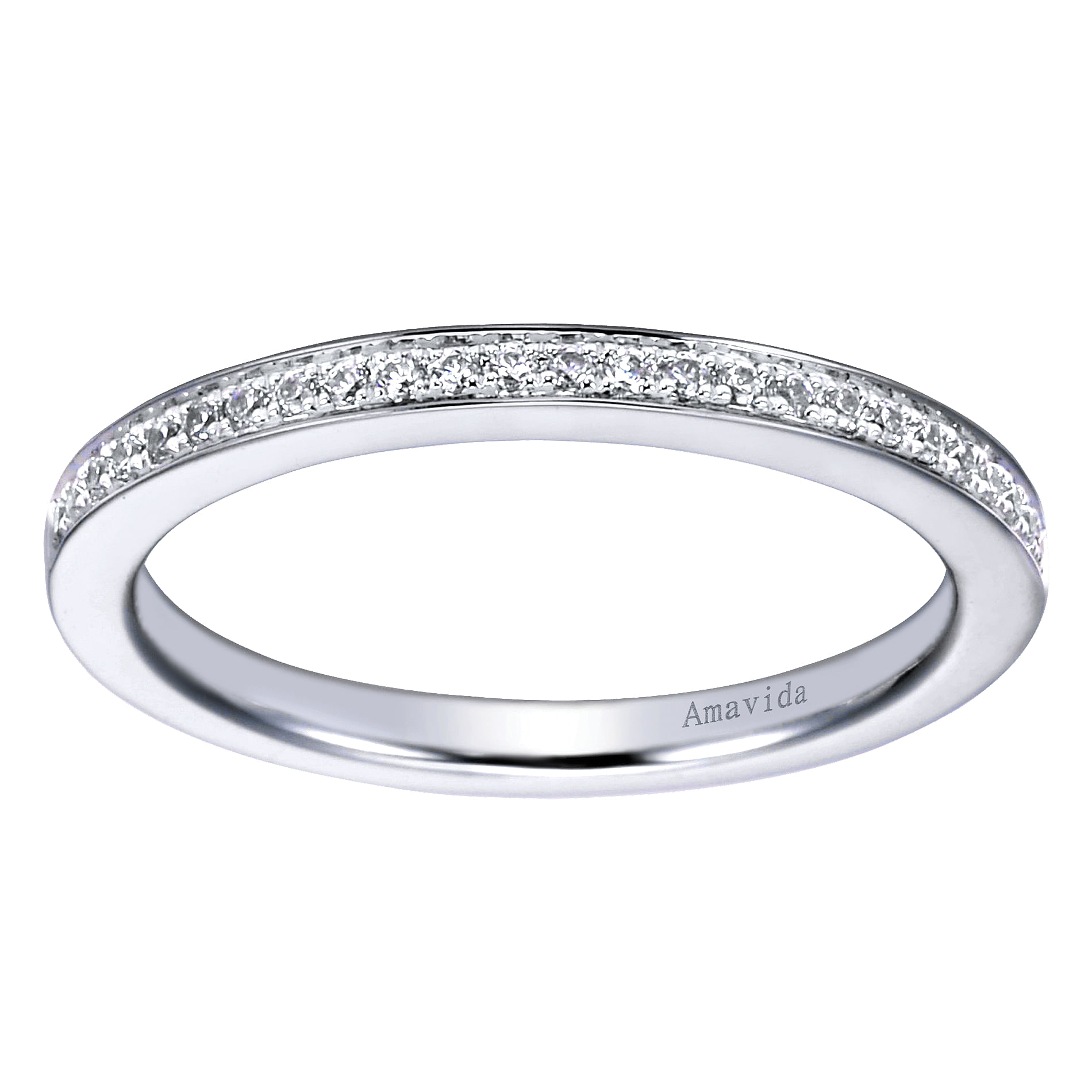 18k White Gold Diamond Straight Wedding Band angle 5 18k White Gold Diamond Straight Wedding Band angle 5