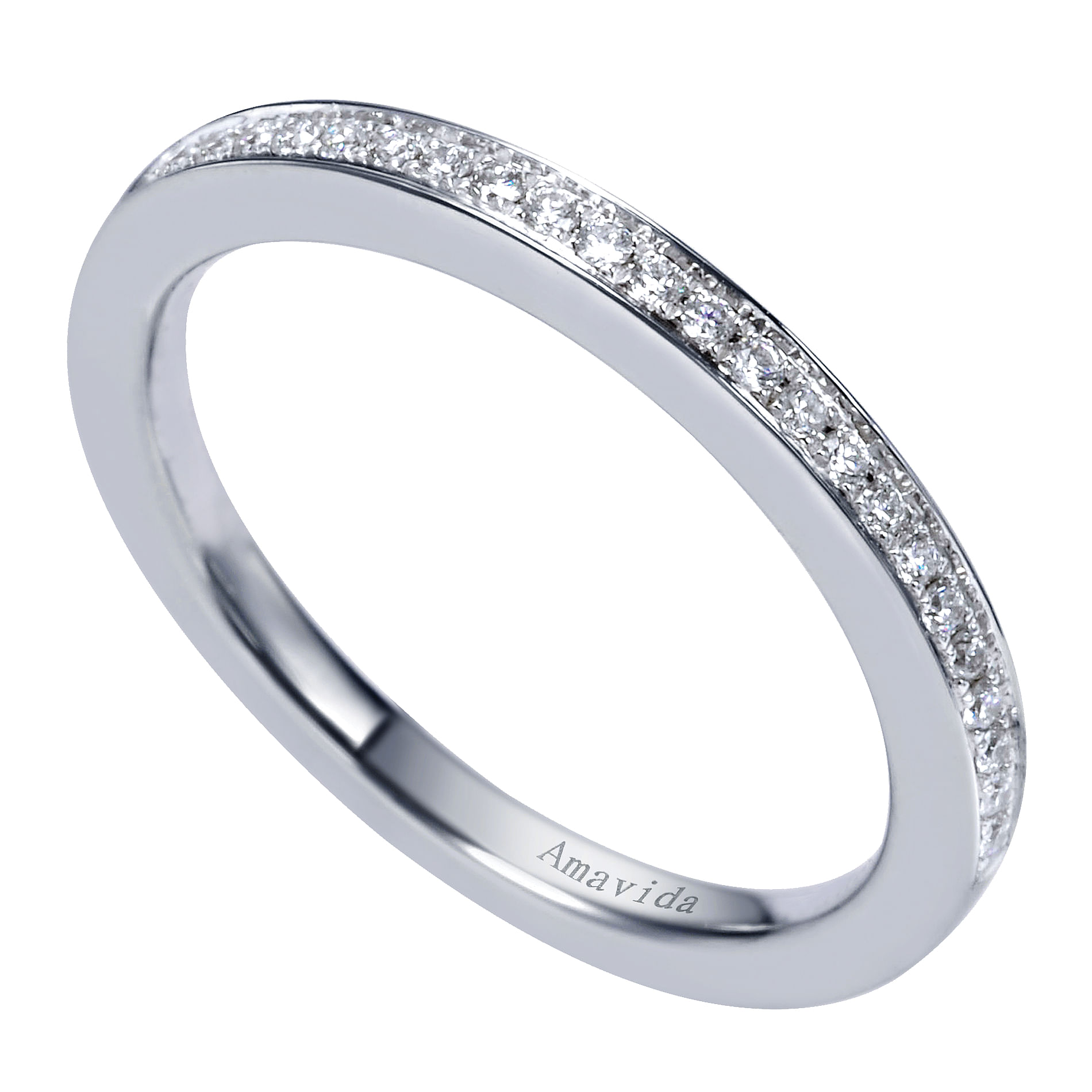 18k White Gold Diamond Straight Wedding Band angle 3 18k White Gold Diamond Straight Wedding Band angle 3