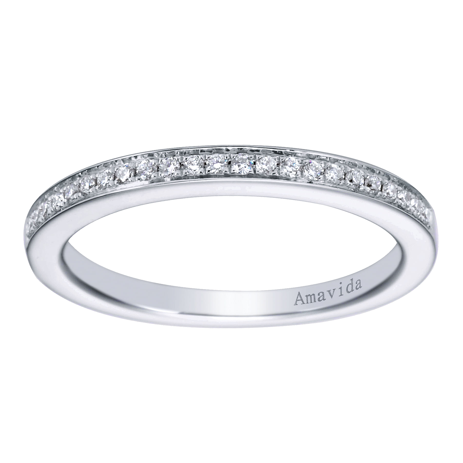 18k White Gold Diamond Straight Wedding Band angle 5 18k White Gold Diamond Straight Wedding Band angle 5