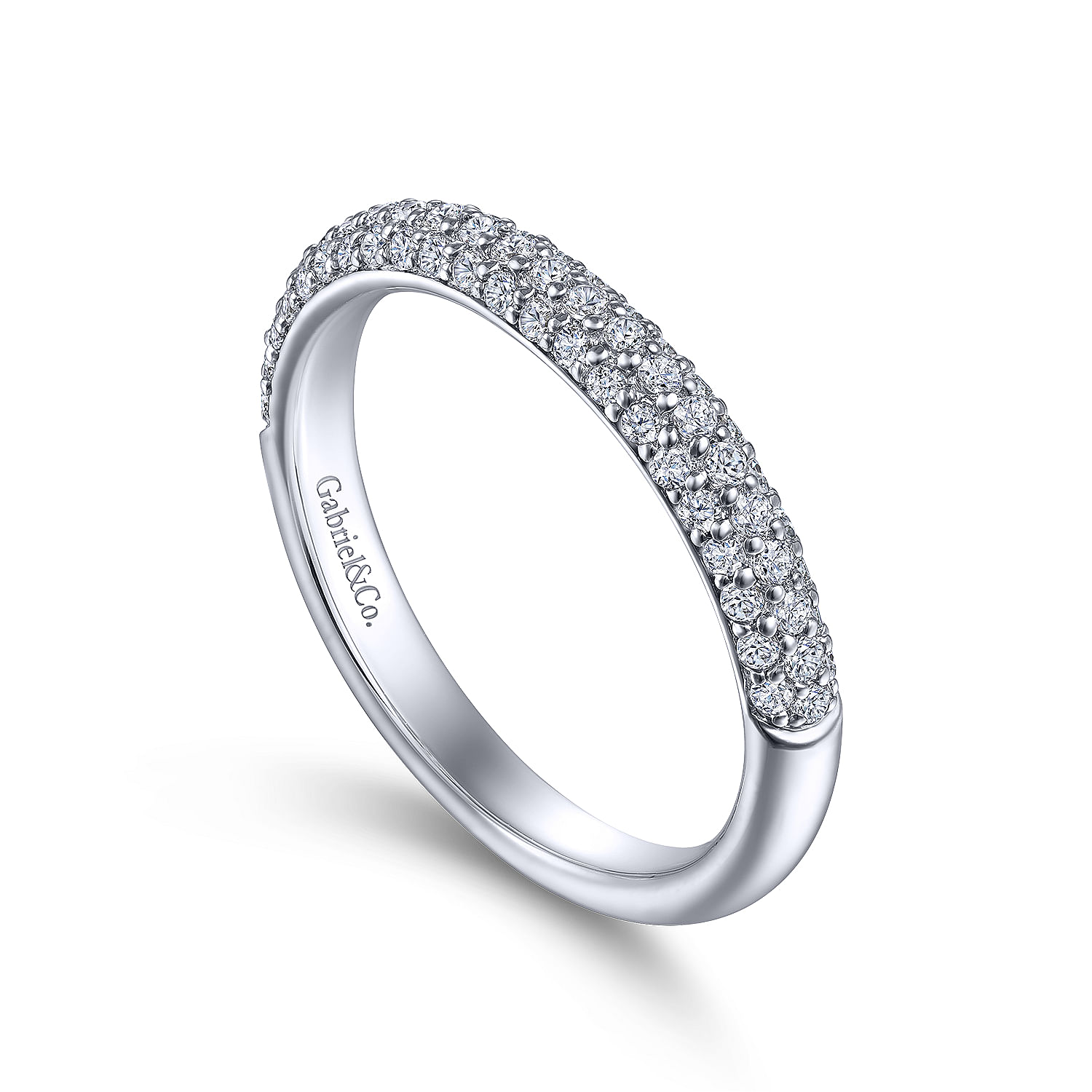 18k White Gold Diamond Straight Wedding Band angle 3 18k White Gold Diamond Straight Wedding Band angle 3