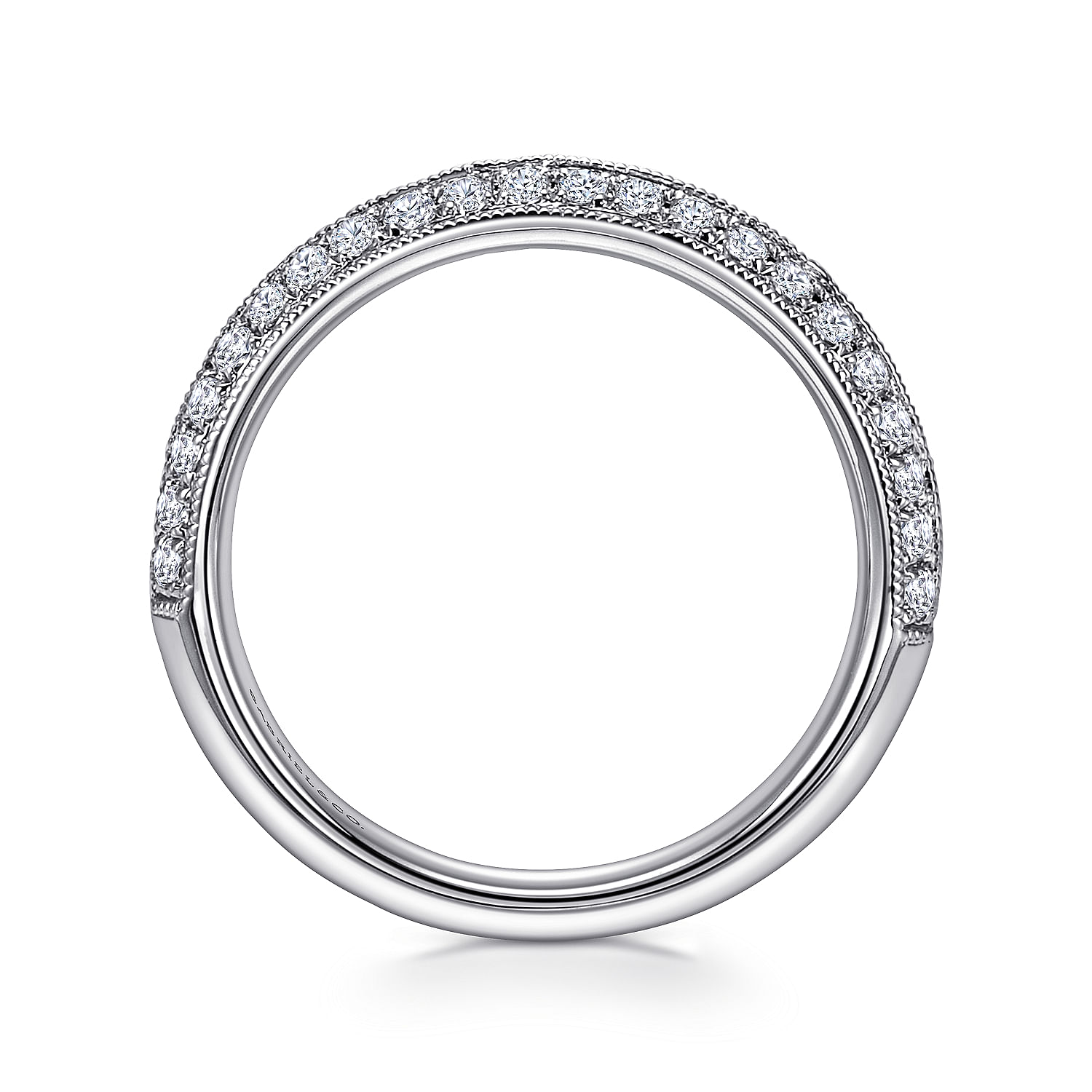 18k White Gold Diamond Straight Wedding Band angle 2 18k White Gold Diamond Straight Wedding Band angle 2