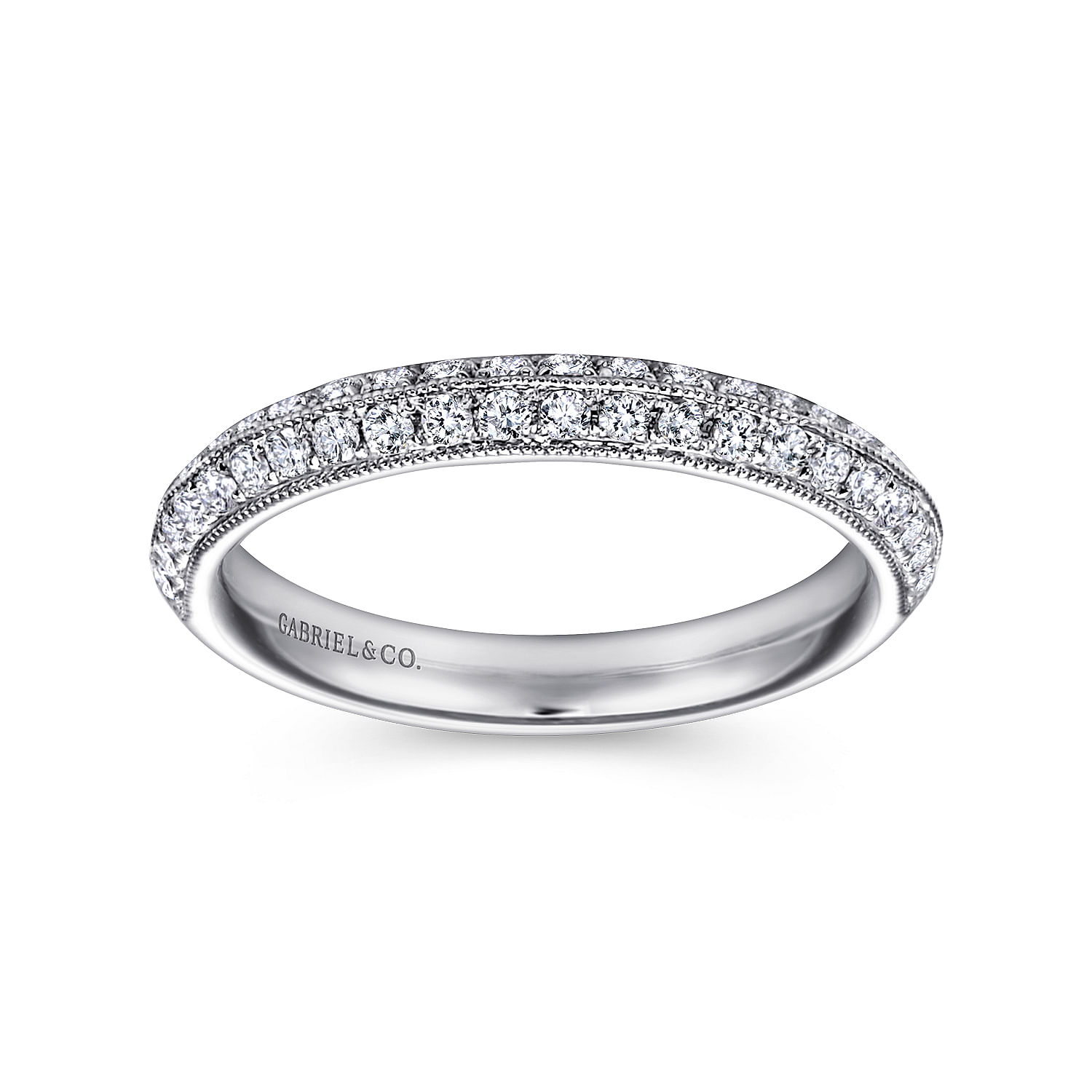 18k White Gold Diamond Straight Wedding Band angle 5 18k White Gold Diamond Straight Wedding Band angle 5
