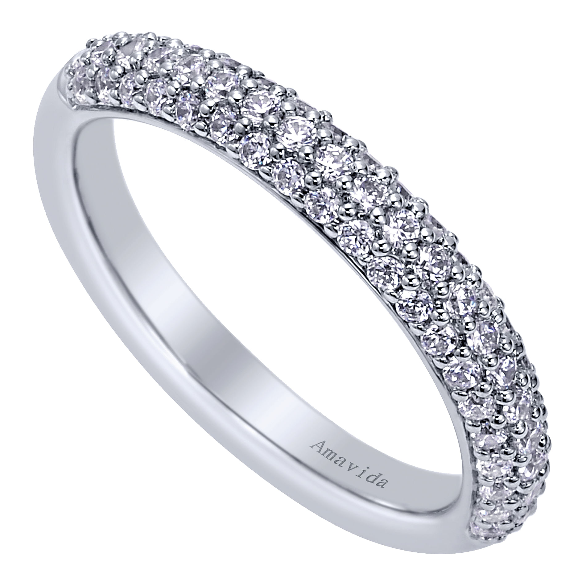 18k White Gold Diamond Straight Wedding Band angle 3 18k White Gold Diamond Straight Wedding Band angle 3