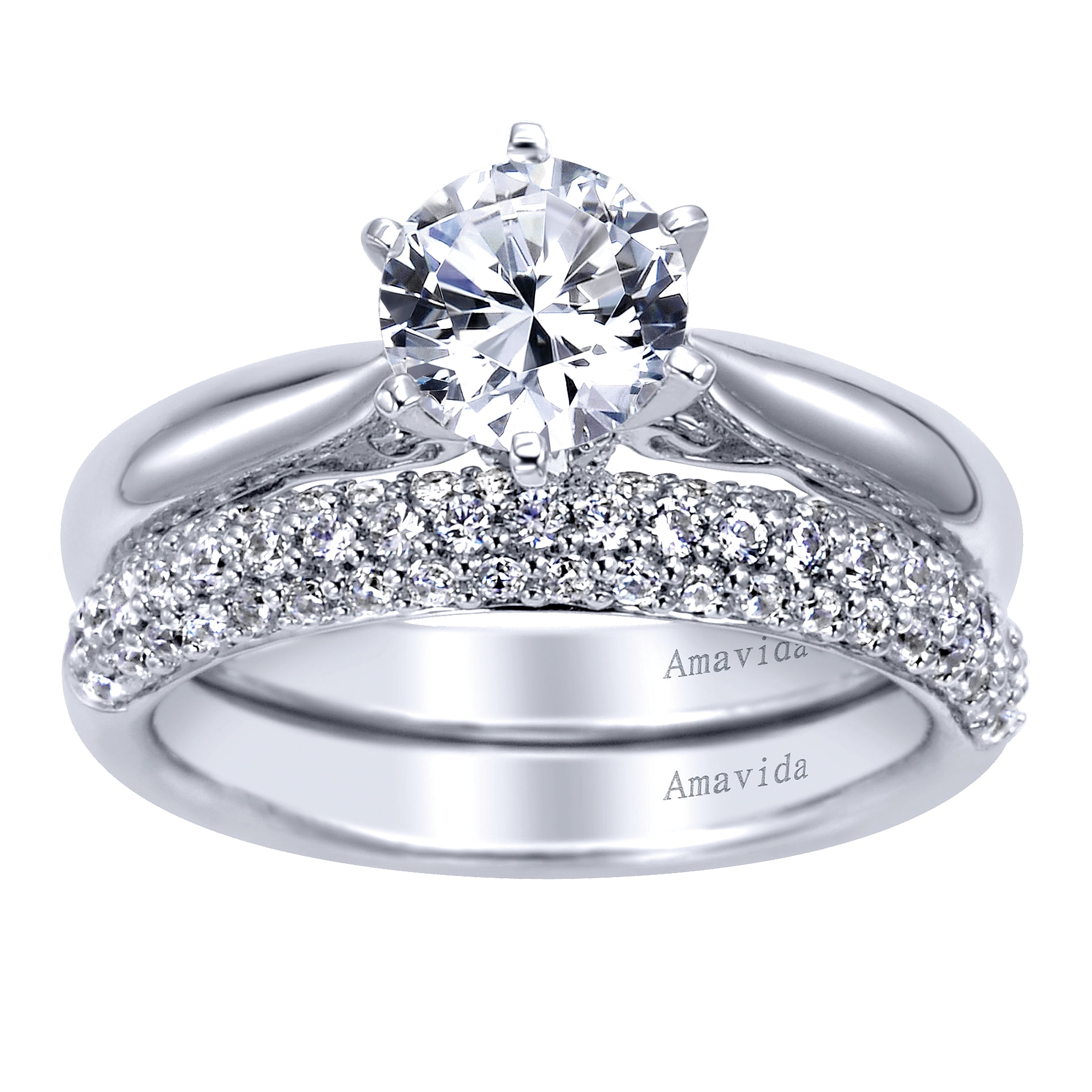 18k White Gold Diamond Straight Wedding Band angle 4 18k White Gold Diamond Straight Wedding Band angle 4