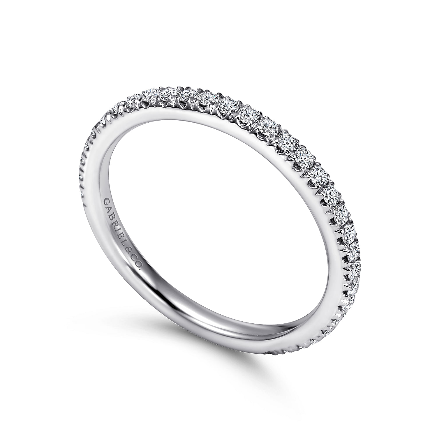 18k White Gold Diamond Straight Wedding Band angle 3 18k White Gold Diamond Straight Wedding Band angle 3