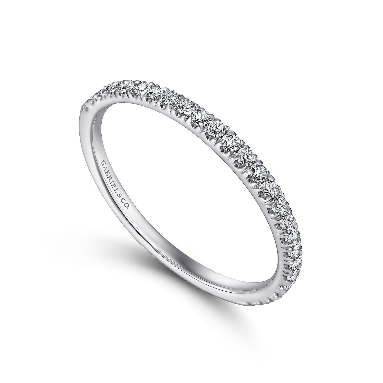 18k White Gold Diamond Straight Wedding Band angle 3 18k White Gold Diamond Straight Wedding Band angle 3