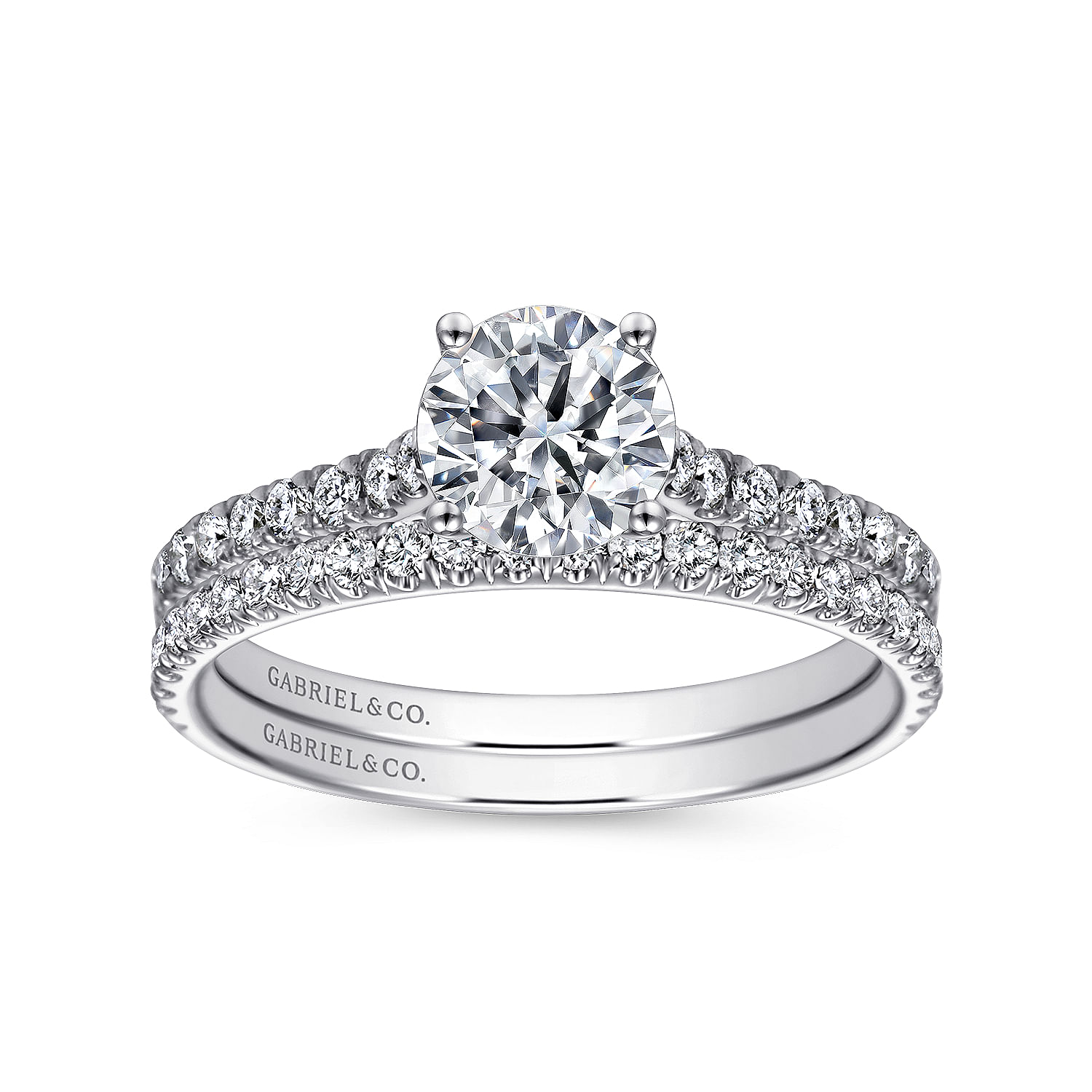 18k White Gold Diamond Straight Wedding Band angle 4 18k White Gold Diamond Straight Wedding Band angle 4