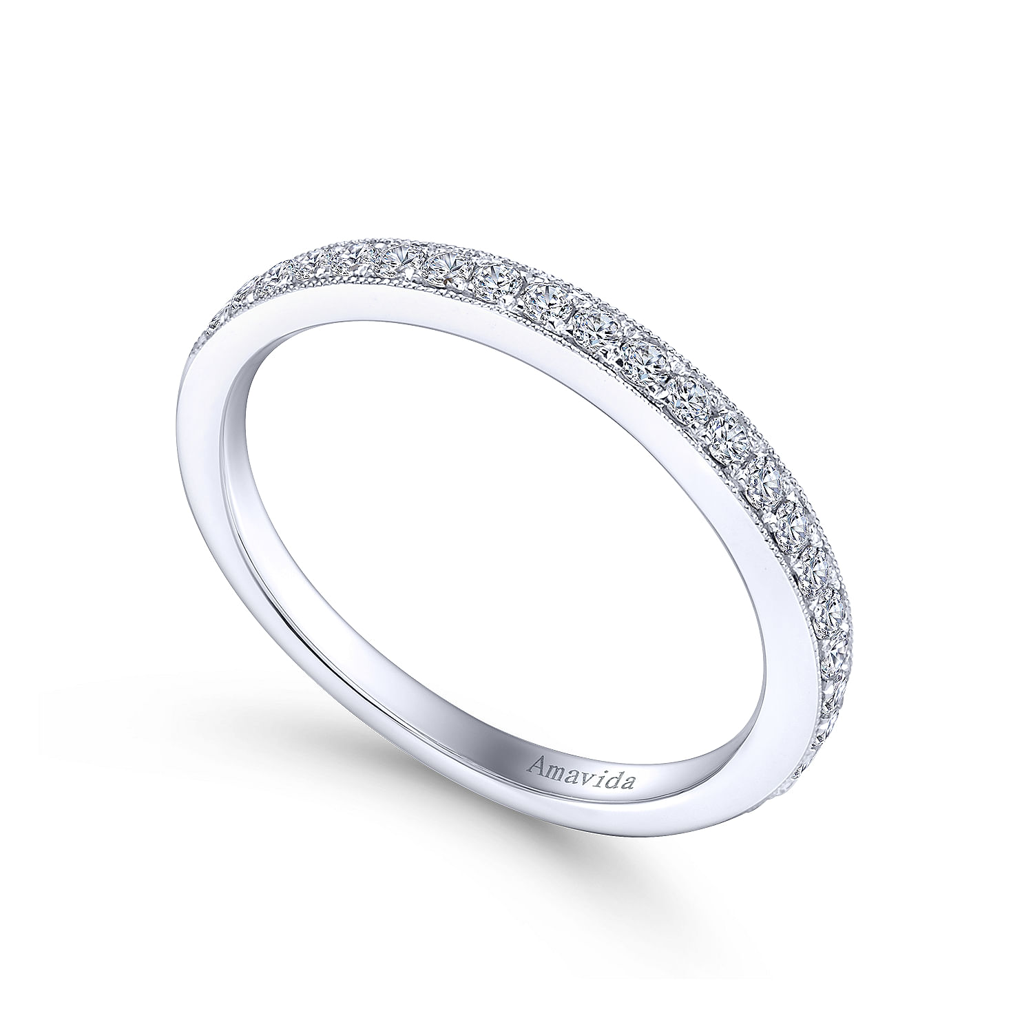 18k White Gold Diamond Straight Wedding Band angle 3 18k White Gold Diamond Straight Wedding Band angle 3