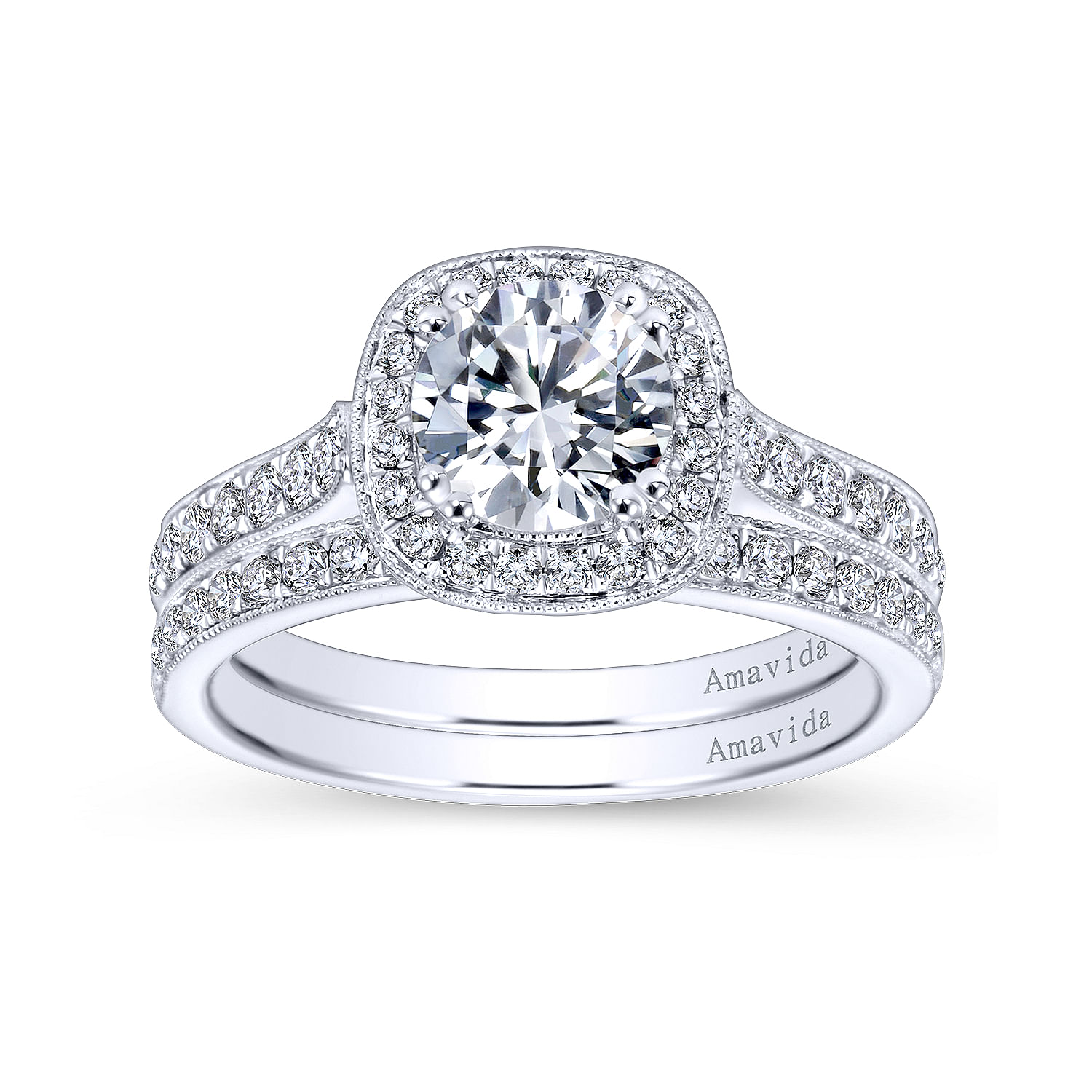 18k White Gold Diamond Straight Wedding Band angle 4 18k White Gold Diamond Straight Wedding Band angle 4