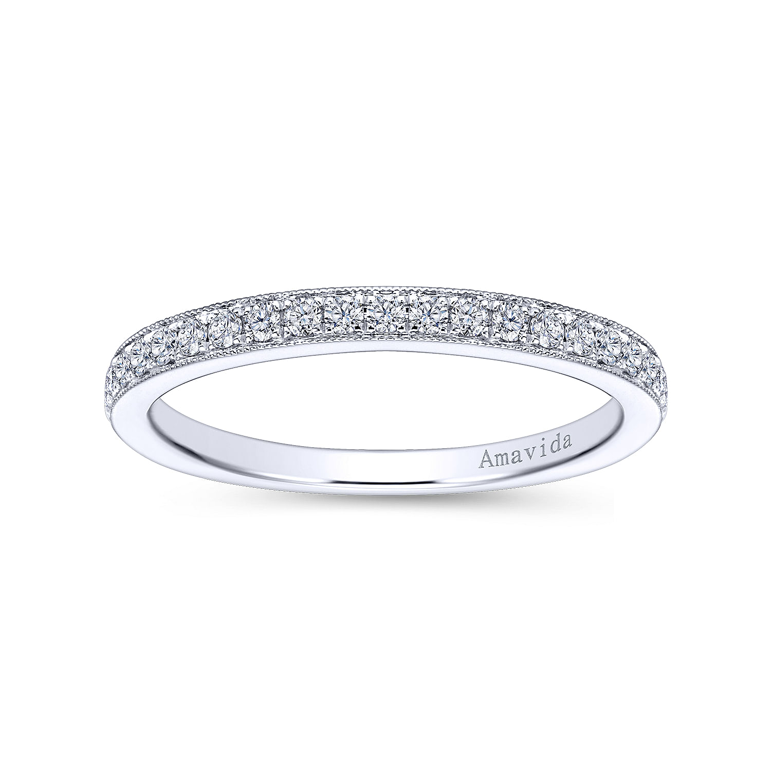 18k White Gold Diamond Straight Wedding Band angle 5 18k White Gold Diamond Straight Wedding Band angle 5