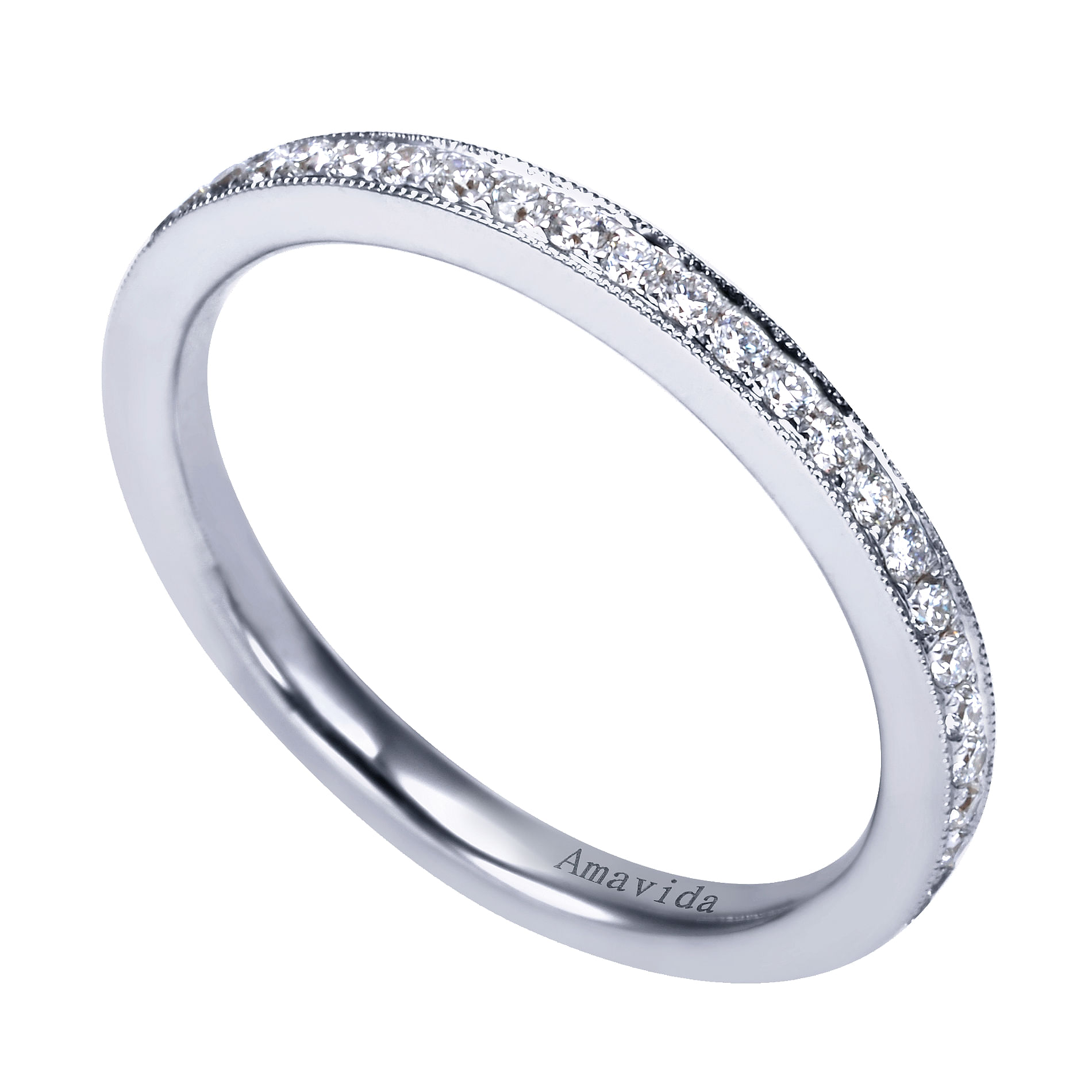 18k White Gold Diamond Straight Wedding Band angle 3 18k White Gold Diamond Straight Wedding Band angle 3