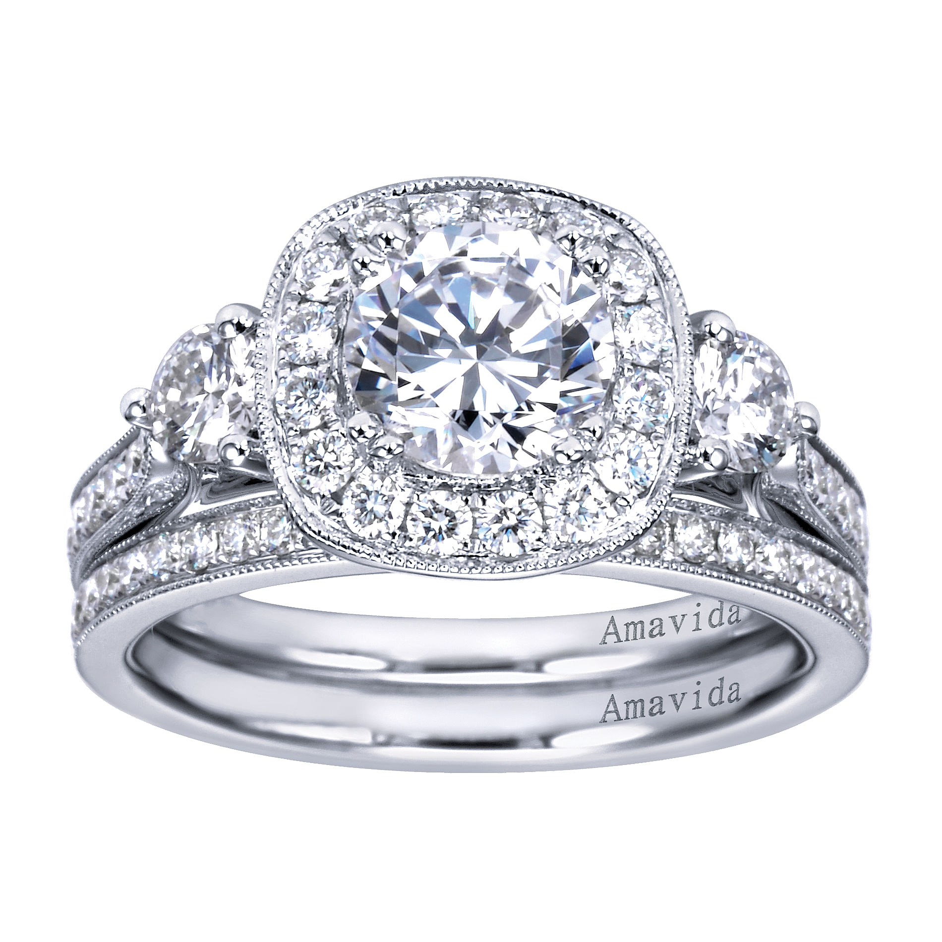 18k White Gold Diamond Straight Wedding Band angle 4 18k White Gold Diamond Straight Wedding Band angle 4