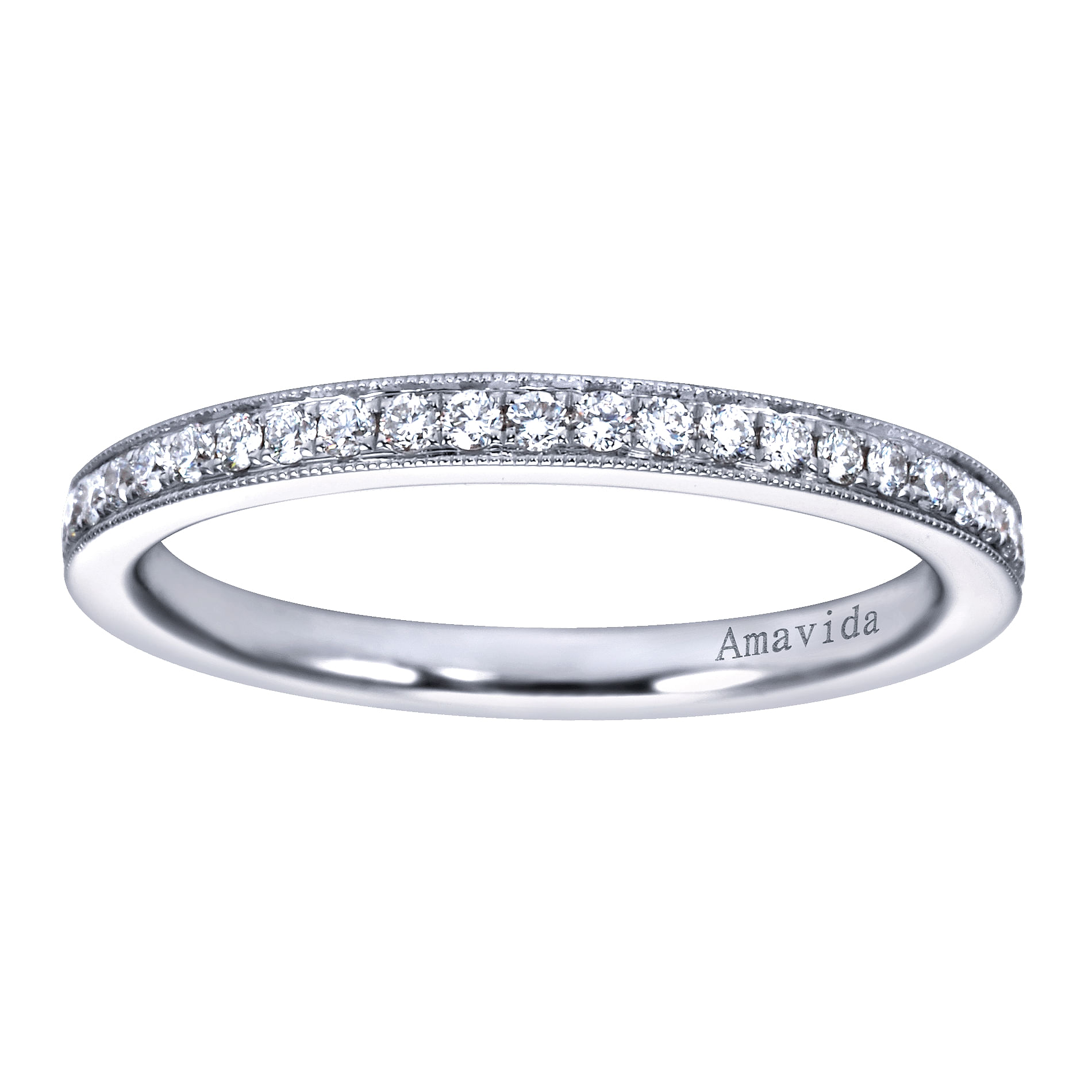 18k White Gold Diamond Straight Wedding Band angle 5 18k White Gold Diamond Straight Wedding Band angle 5